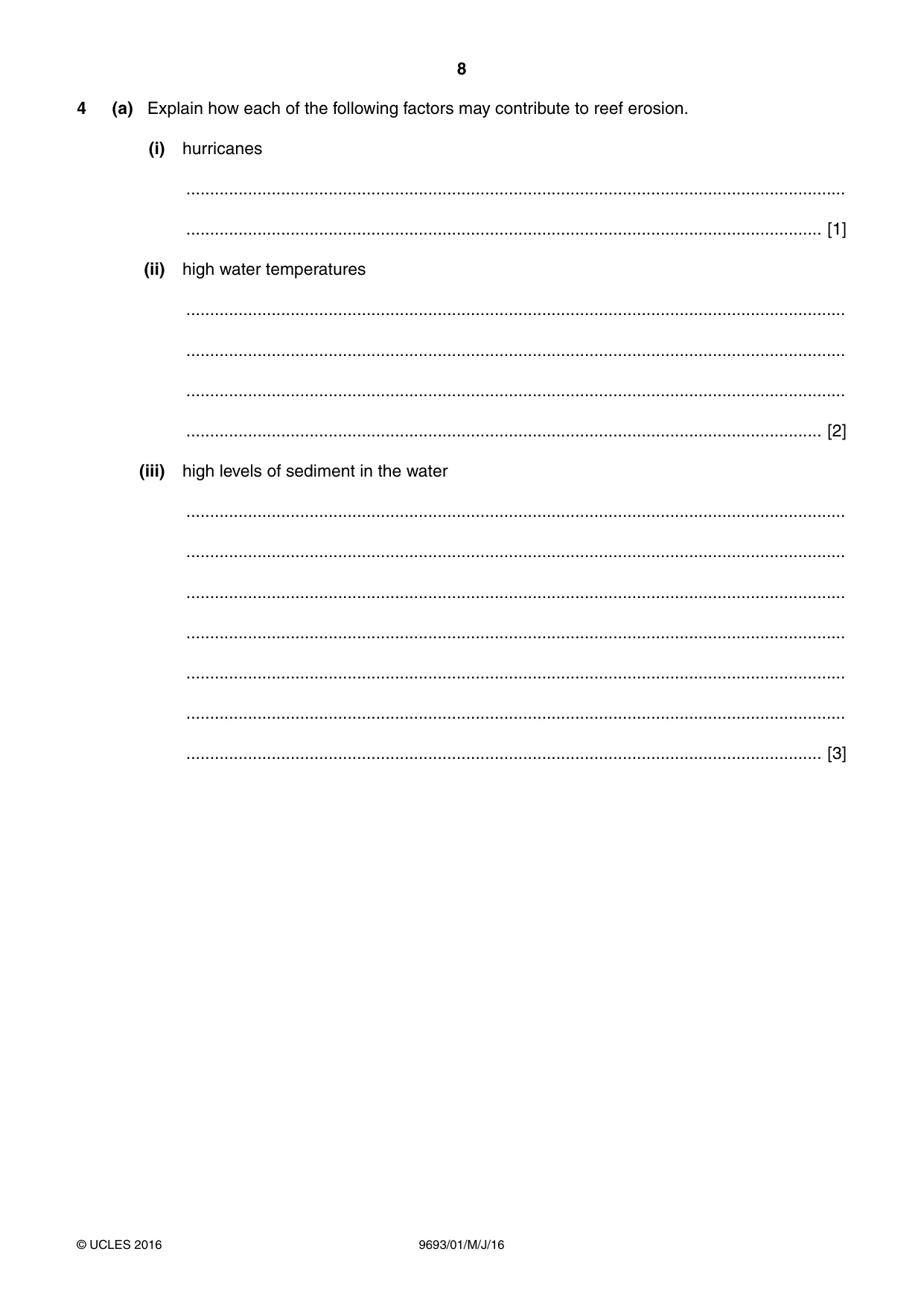 Cambridge A Level Marine Science 9693 2016 May/June Paper 1 · Variant 0 question paper, page 8 of 16