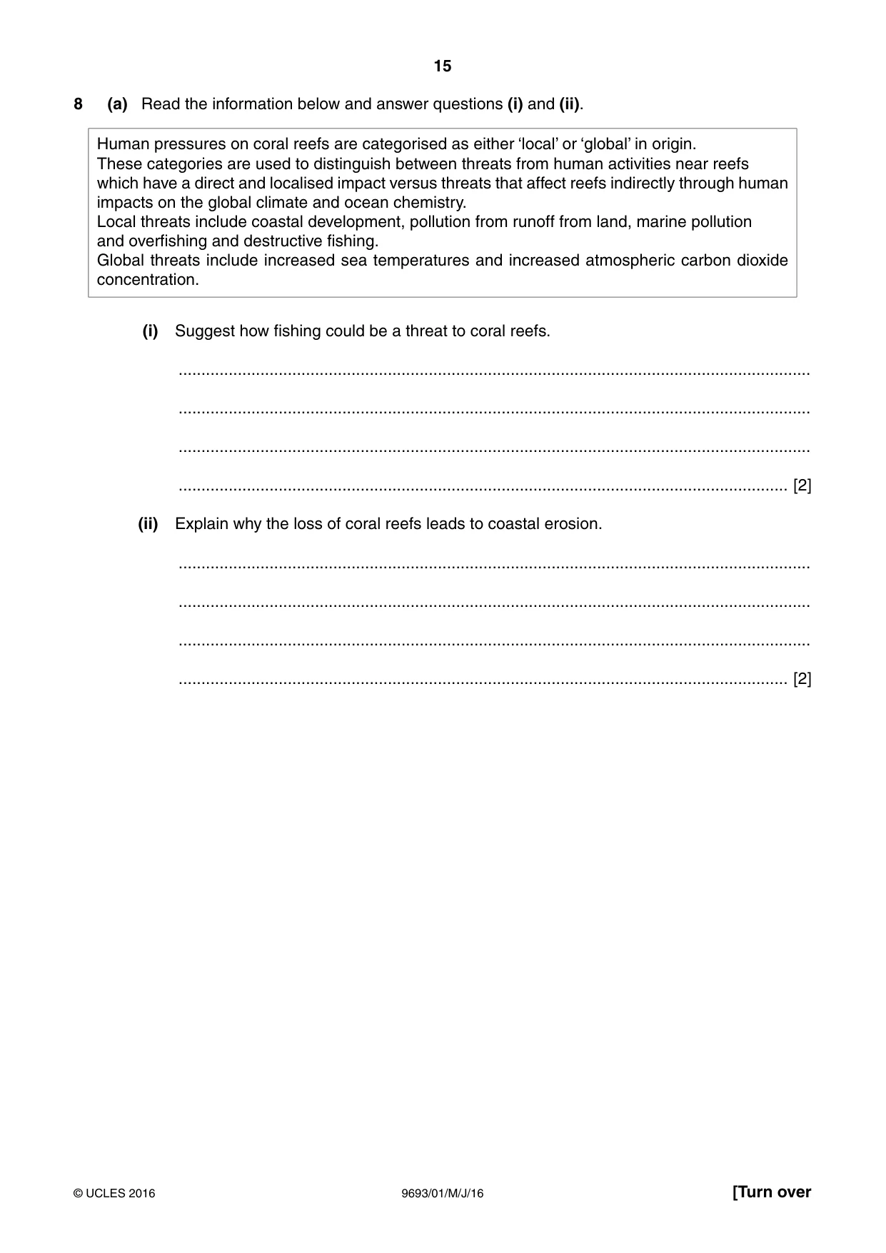 Cambridge A Level Marine Science 9693 2016 May/June Paper 1 · Variant 0 question paper, page 15 of 16