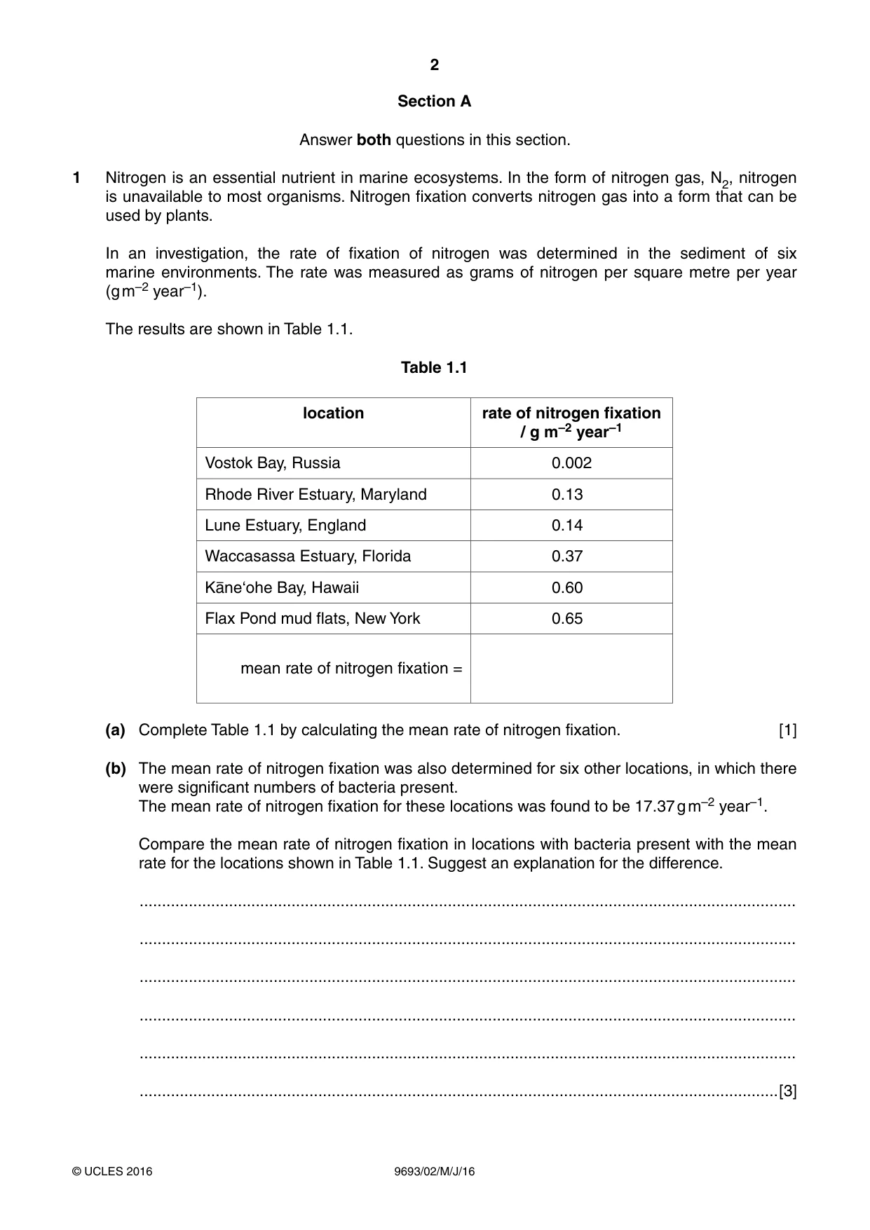 Cambridge A Level Marine Science 9693 2016 May/June Paper 2 · Variant 0 question paper, page 2 of 12