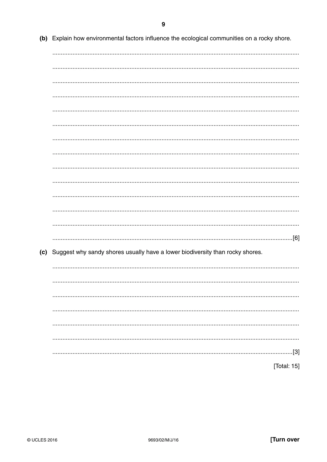 Cambridge A Level Marine Science 9693 2016 May/June Paper 2 · Variant 0 question paper, page 9 of 12