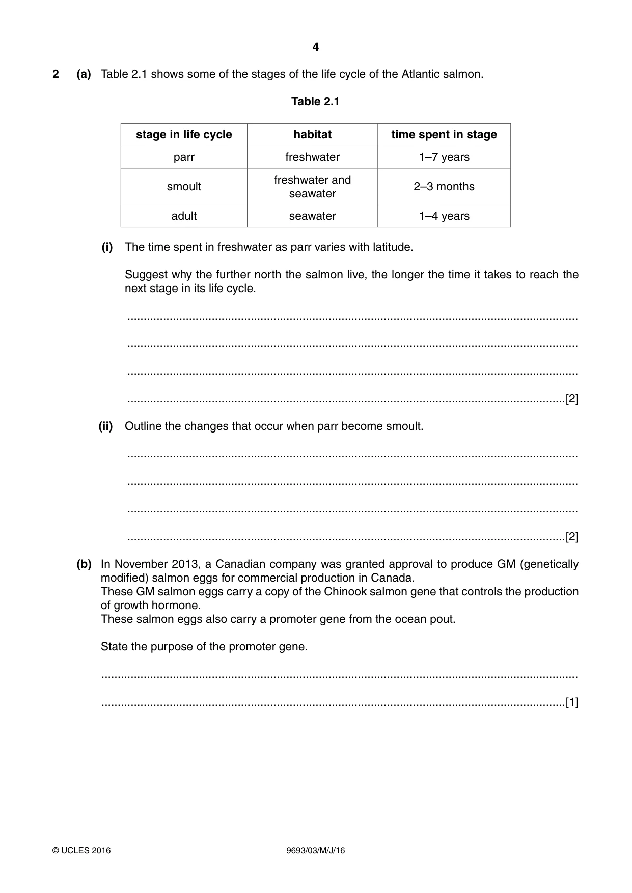 Cambridge A Level Marine Science 9693 2016 May/June Paper 3 · Variant 0 question paper, page 4 of 16