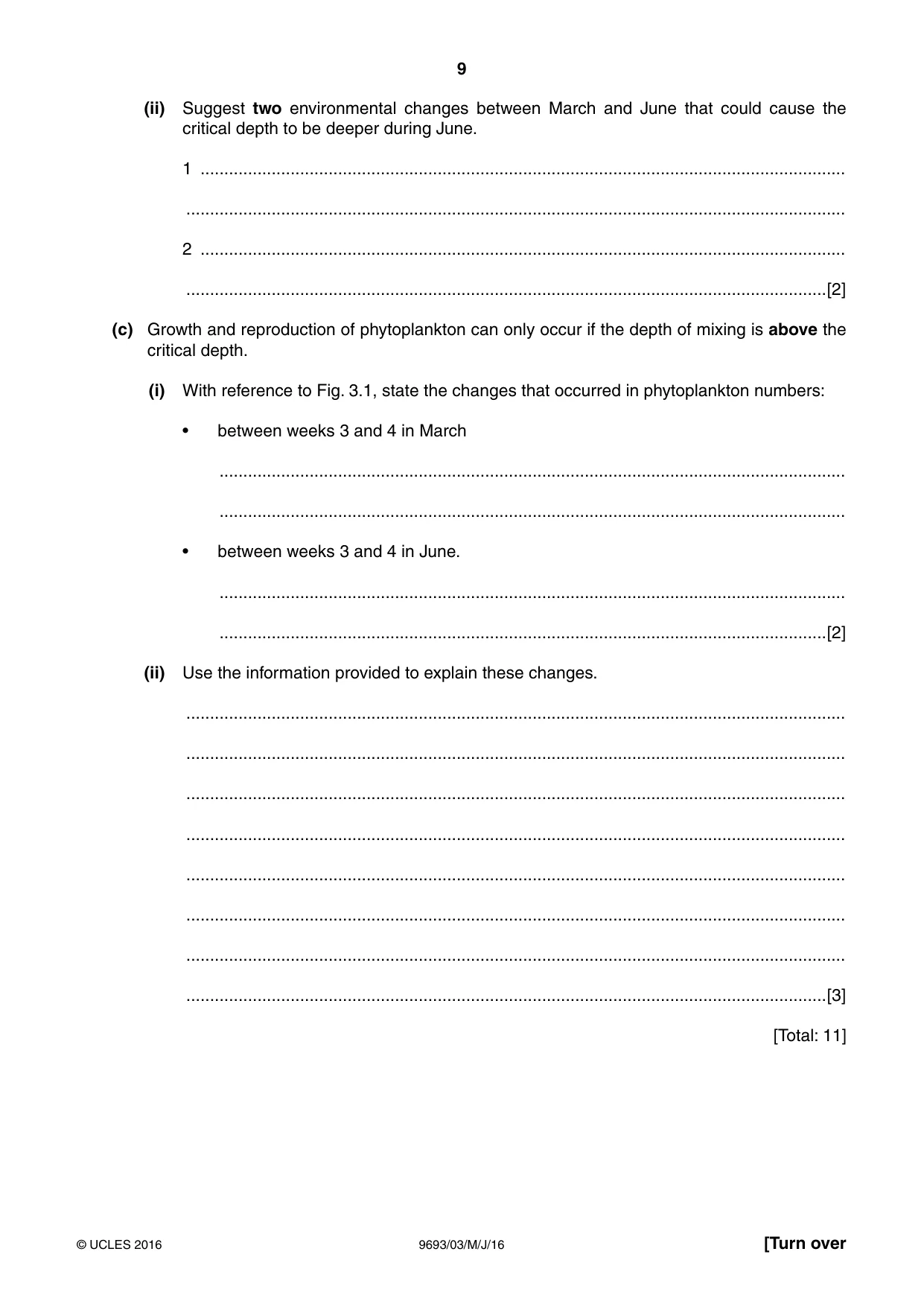 Cambridge A Level Marine Science 9693 2016 May/June Paper 3 · Variant 0 question paper, page 9 of 16