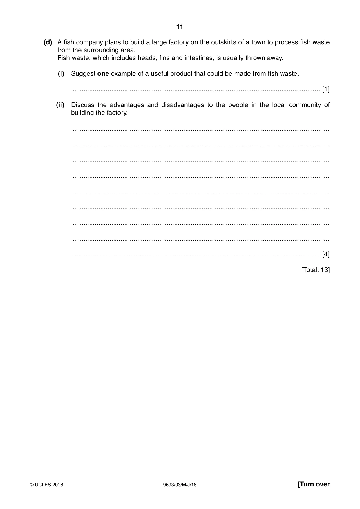 Cambridge A Level Marine Science 9693 2016 May/June Paper 3 · Variant 0 question paper, page 11 of 16