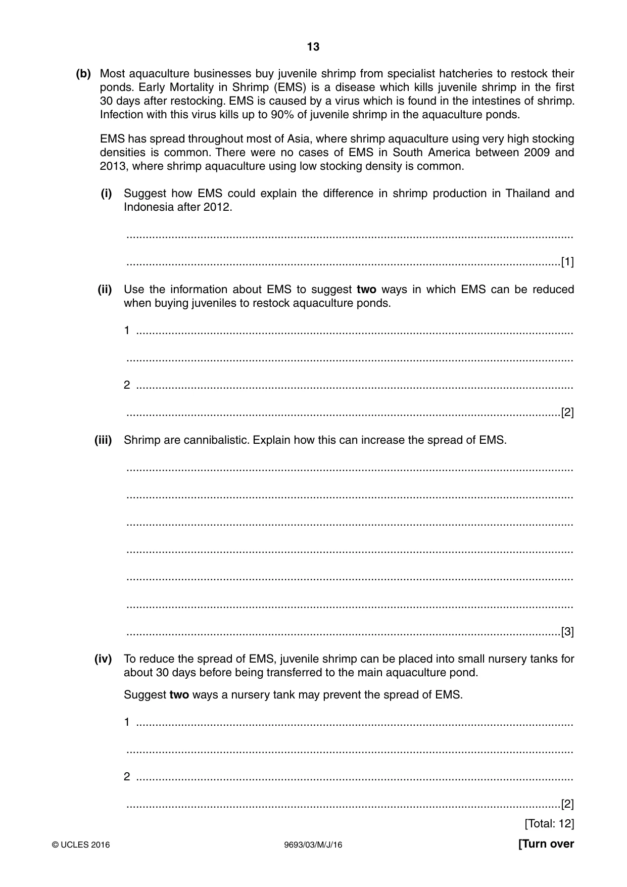 Cambridge A Level Marine Science 9693 2016 May/June Paper 3 · Variant 0 question paper, page 13 of 16