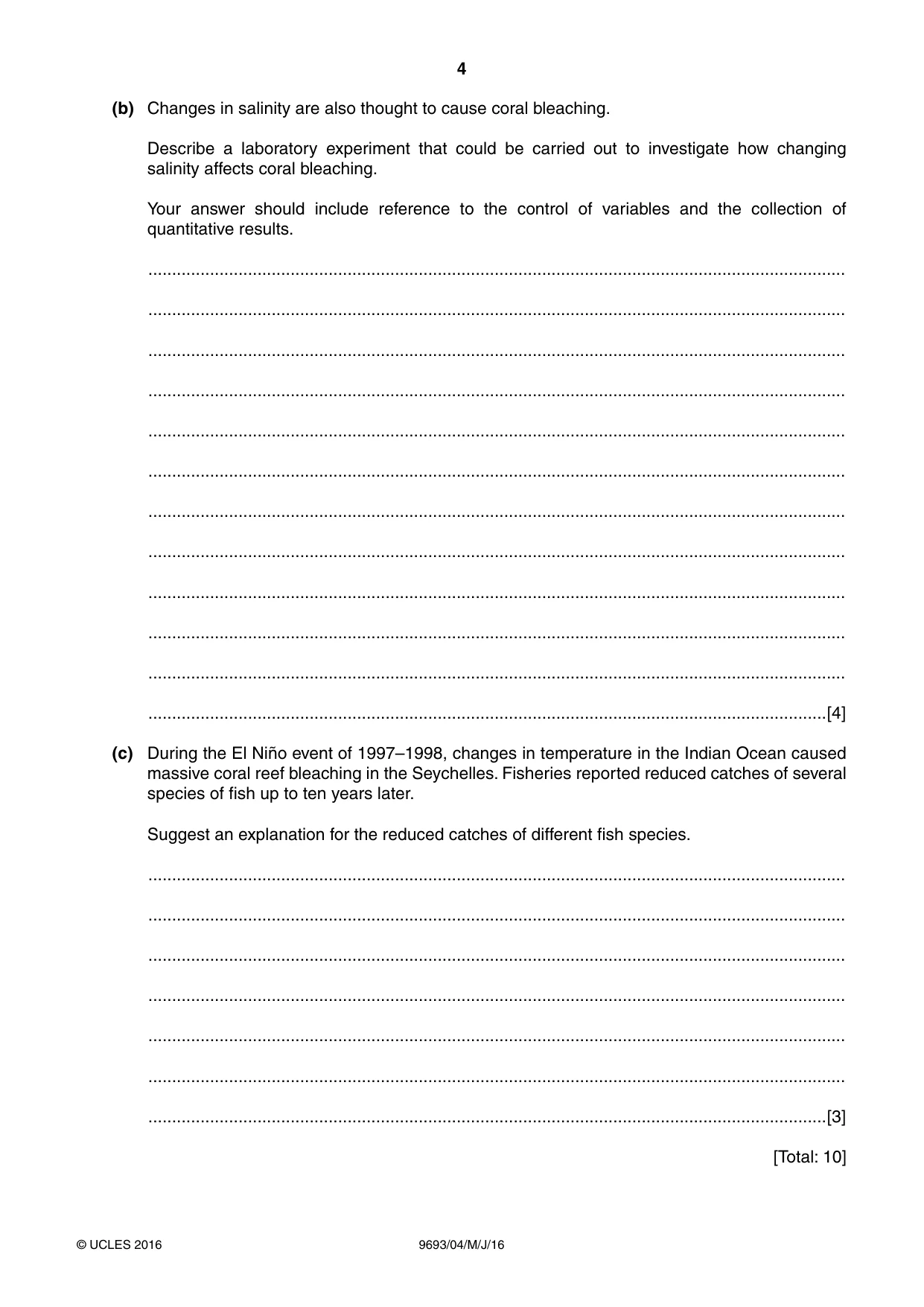 Cambridge A Level Marine Science 9693 2016 May/June Paper 4 · Variant 0 question paper, page 4 of 12