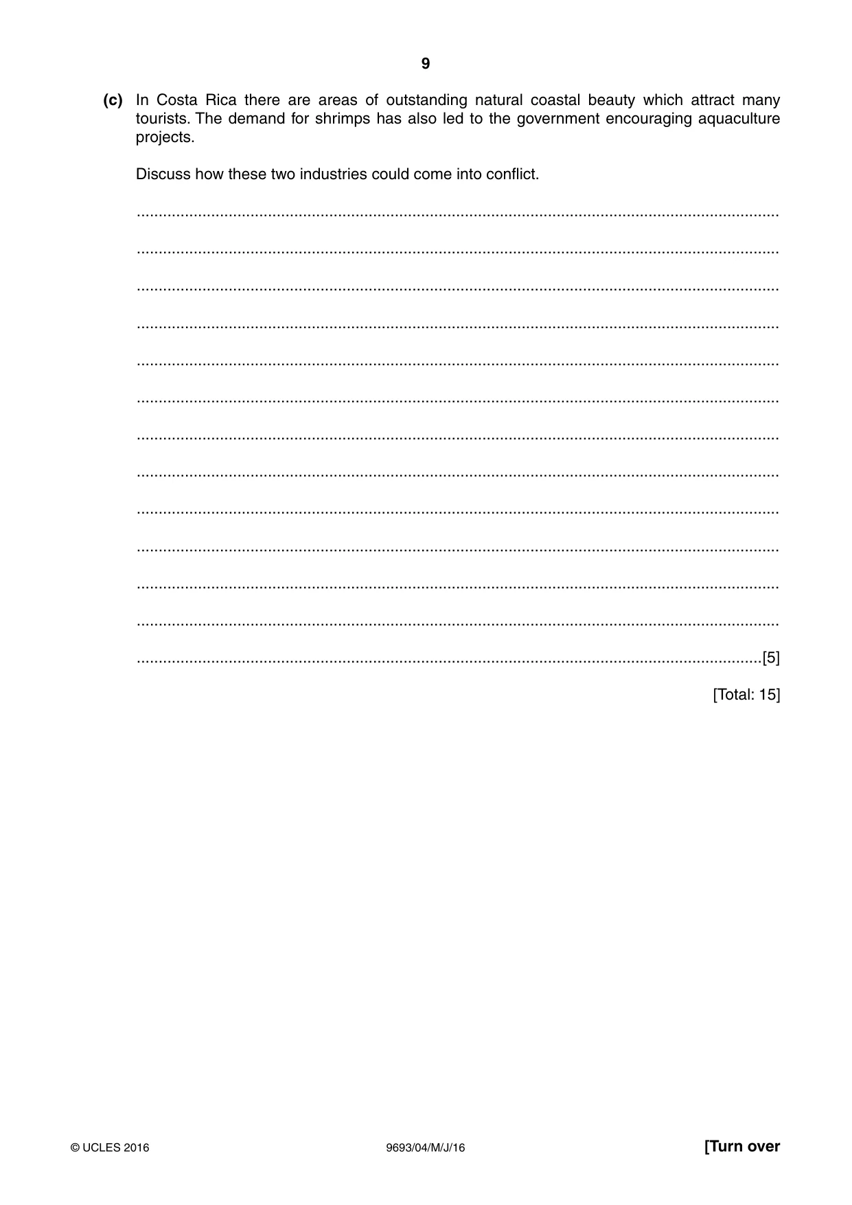 Cambridge A Level Marine Science 9693 2016 May/June Paper 4 · Variant 0 question paper, page 9 of 12