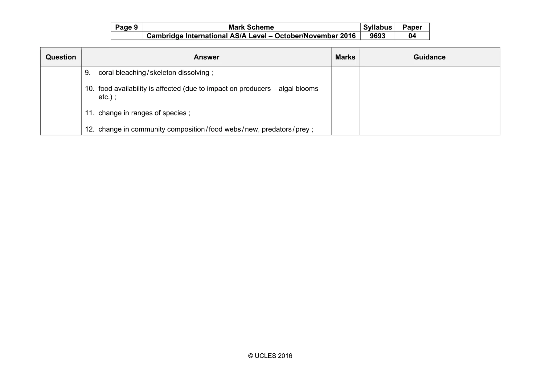 Mark scheme, page 9 of 12