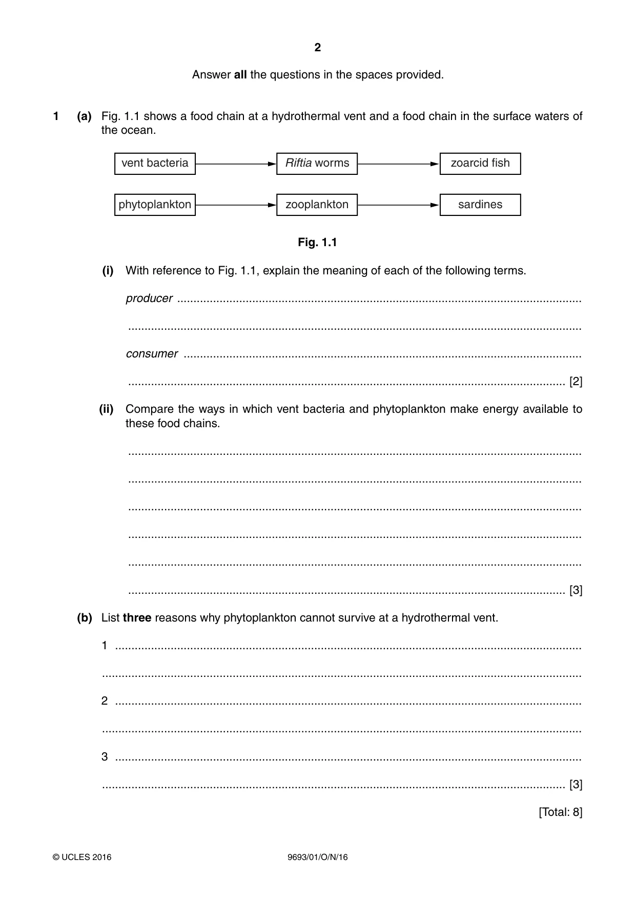 Cambridge A Level Marine Science 9693 2016 Oct/Nov Paper 1 · Variant 1 question paper, page 2 of 16