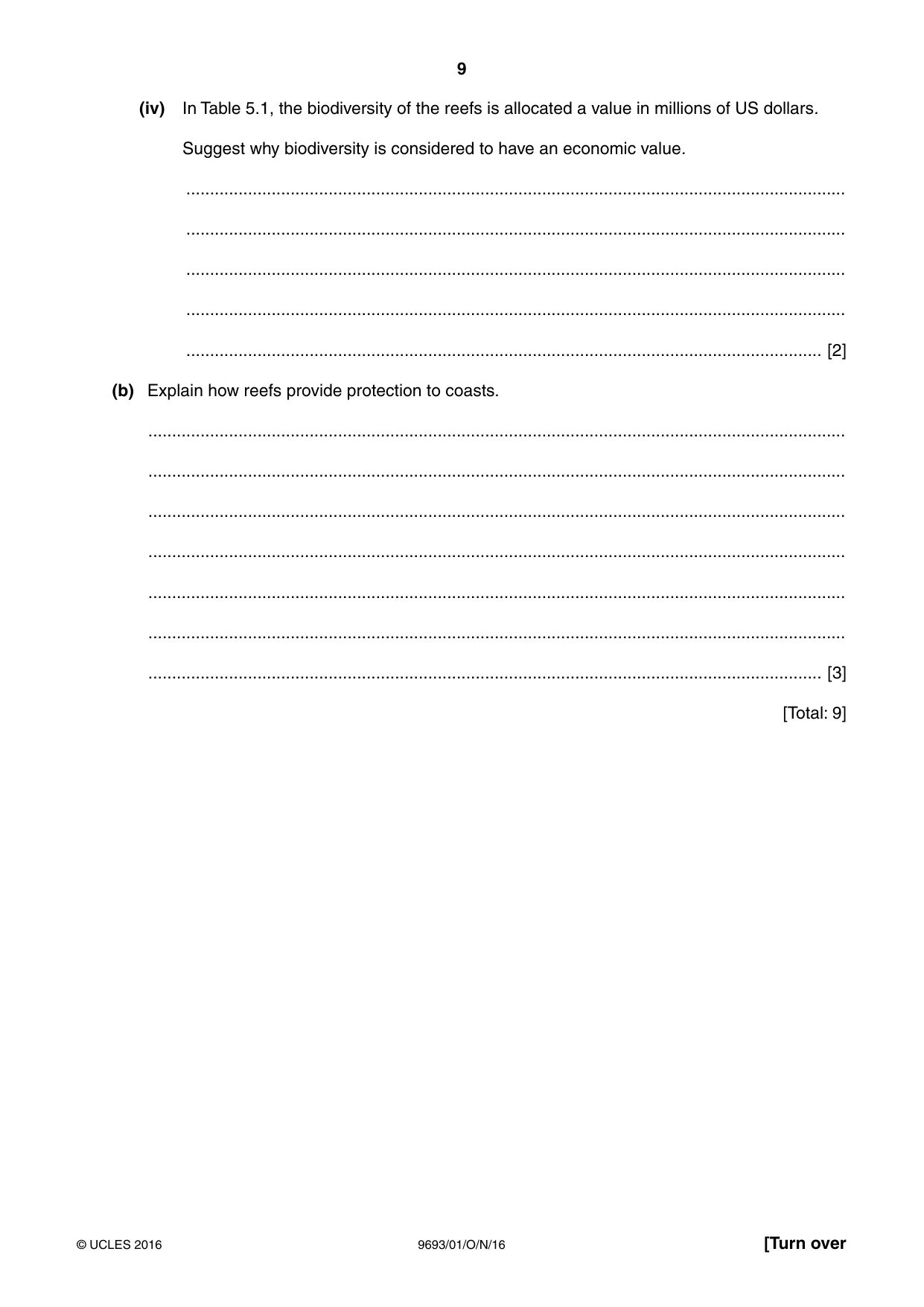 Cambridge A Level Marine Science 9693 2016 Oct/Nov Paper 1 · Variant 1 question paper, page 9 of 16