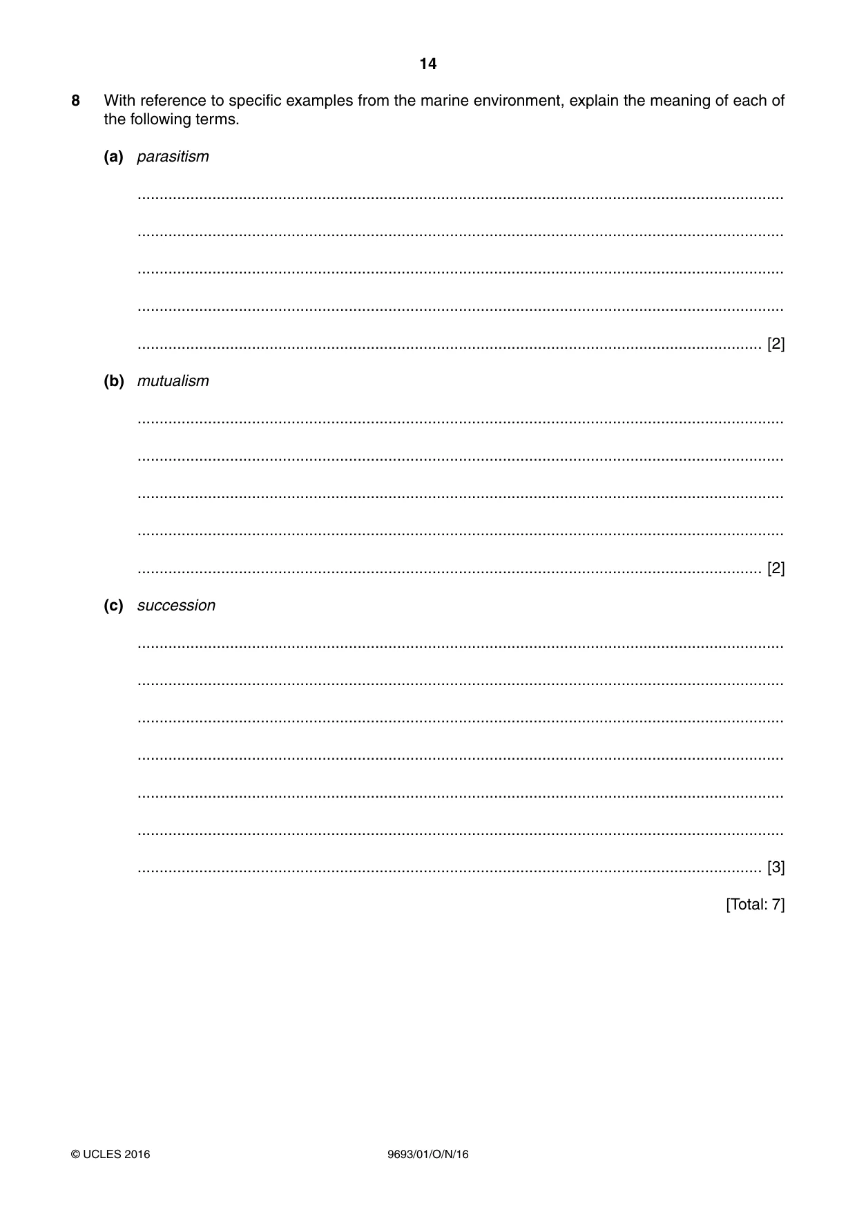 Cambridge A Level Marine Science 9693 2016 Oct/Nov Paper 1 · Variant 1 question paper, page 14 of 16