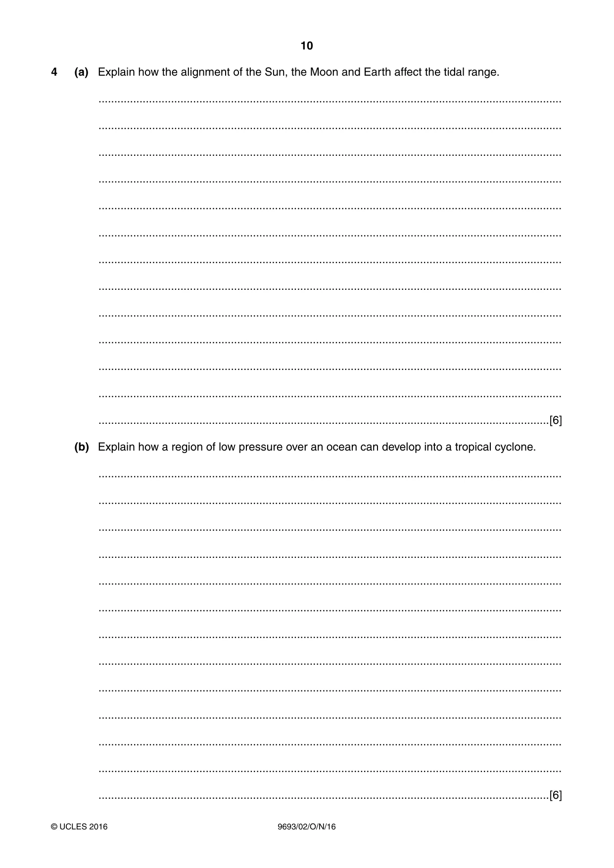 Cambridge A Level Marine Science 9693 2016 Oct/Nov Paper 2 · Variant 1 question paper, page 10 of 12