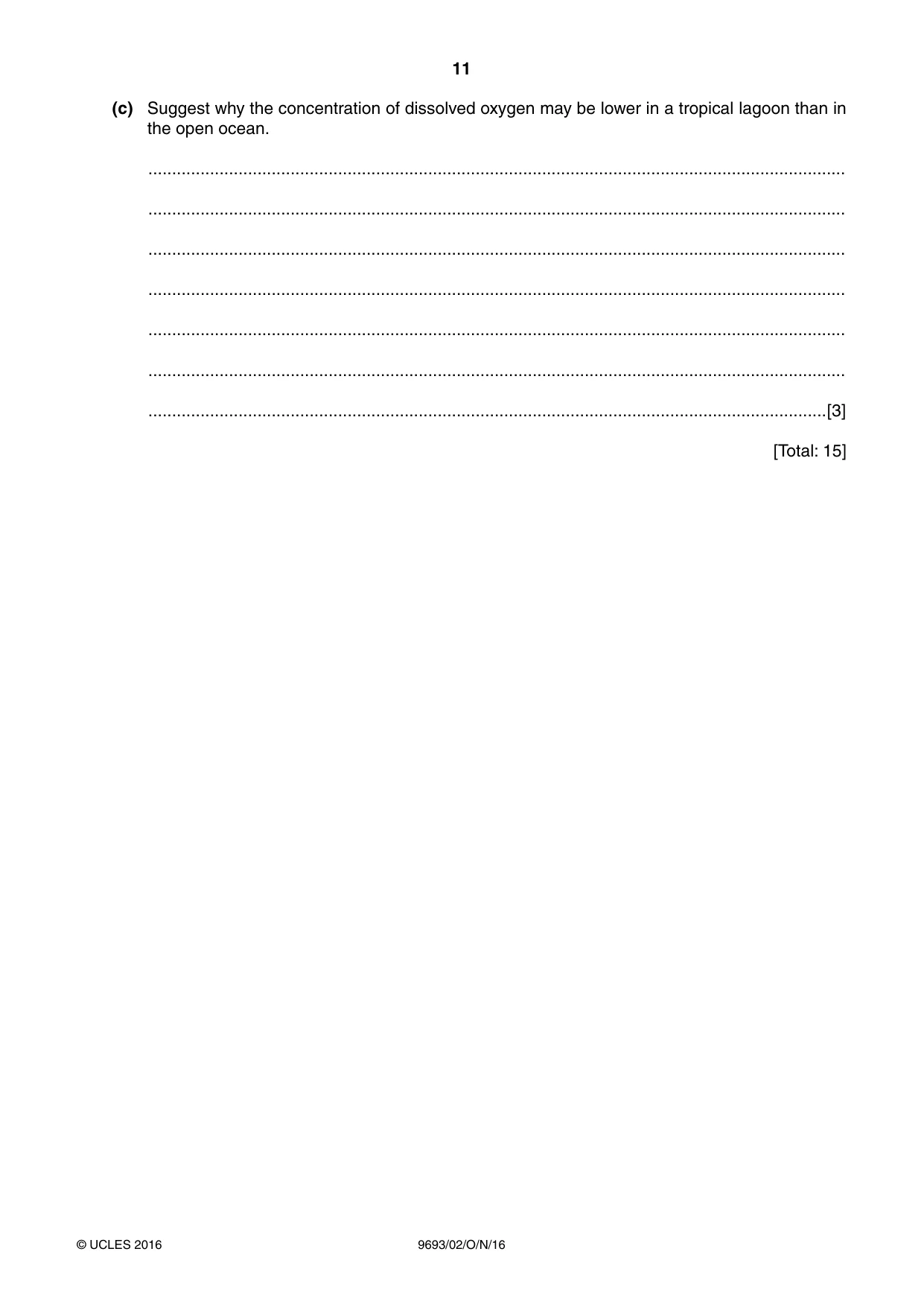 Cambridge A Level Marine Science 9693 2016 Oct/Nov Paper 2 · Variant 1 question paper, page 11 of 12