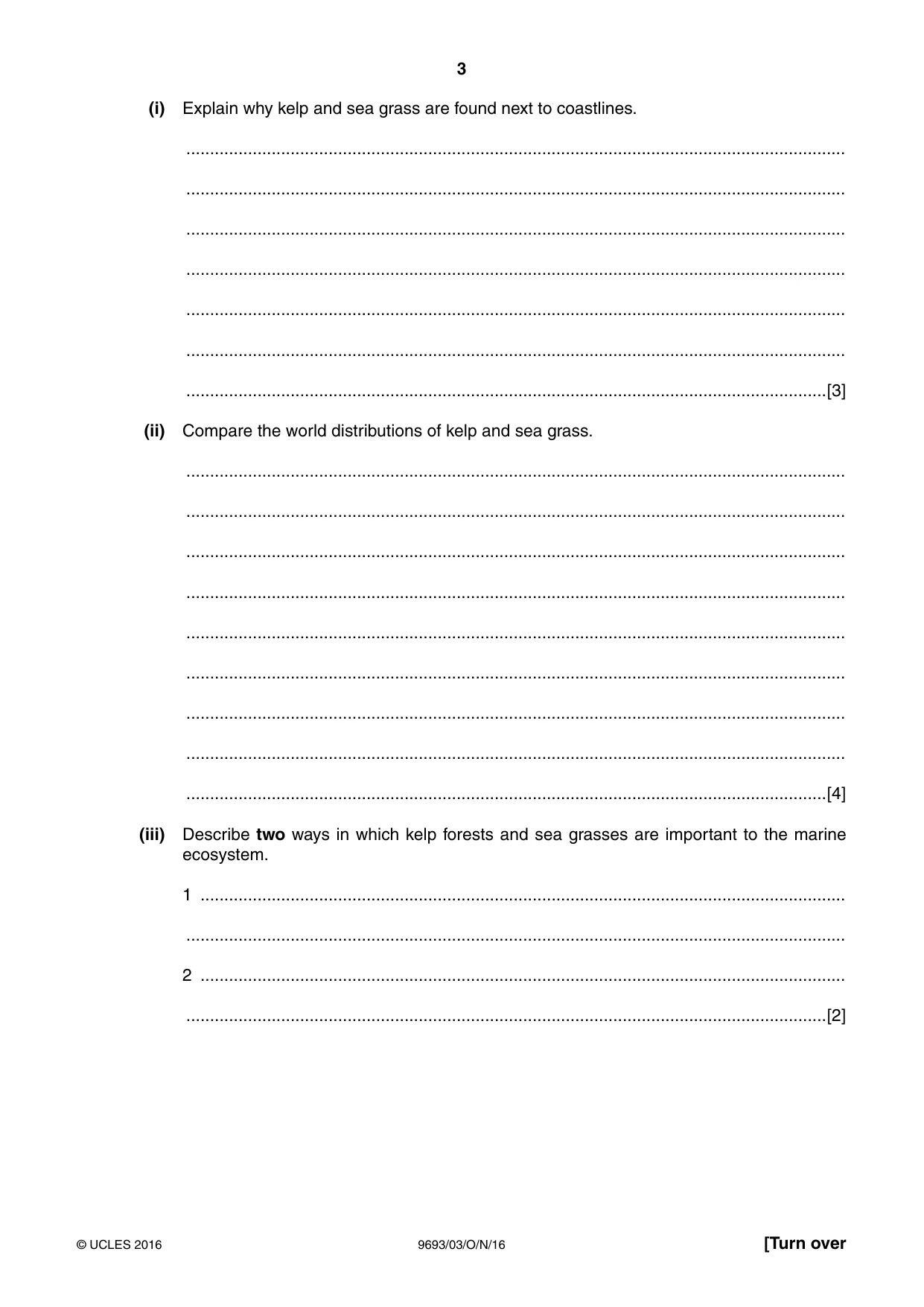 Cambridge A Level Marine Science 9693 2016 Oct/Nov Paper 3 · Variant 1 question paper, page 3 of 20