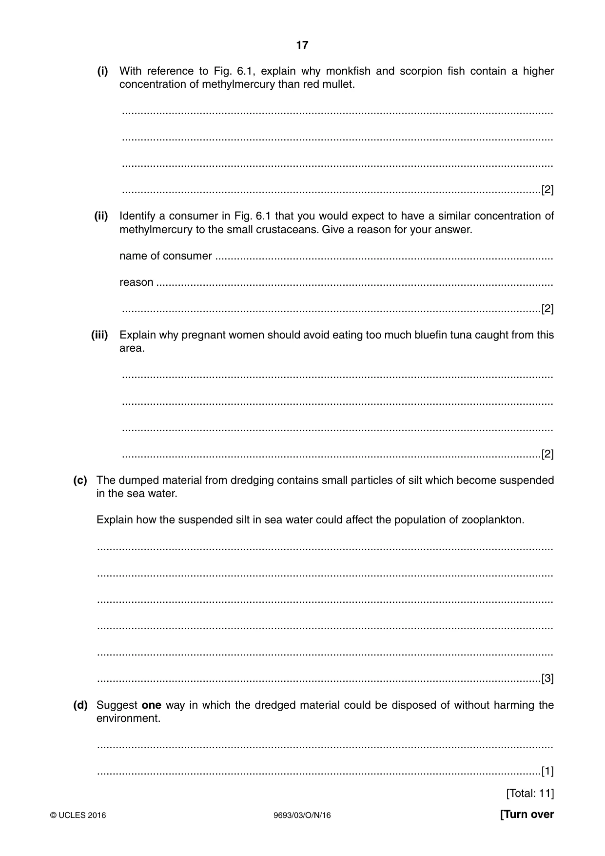 Cambridge A Level Marine Science 9693 2016 Oct/Nov Paper 3 · Variant 1 question paper, page 17 of 20