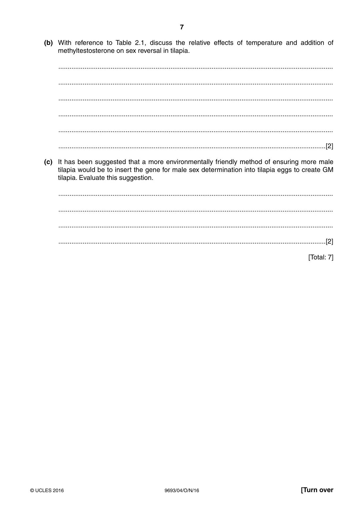 Cambridge A Level Marine Science 9693 2016 Oct/Nov Paper 4 · Variant 1 question paper, page 7 of 12