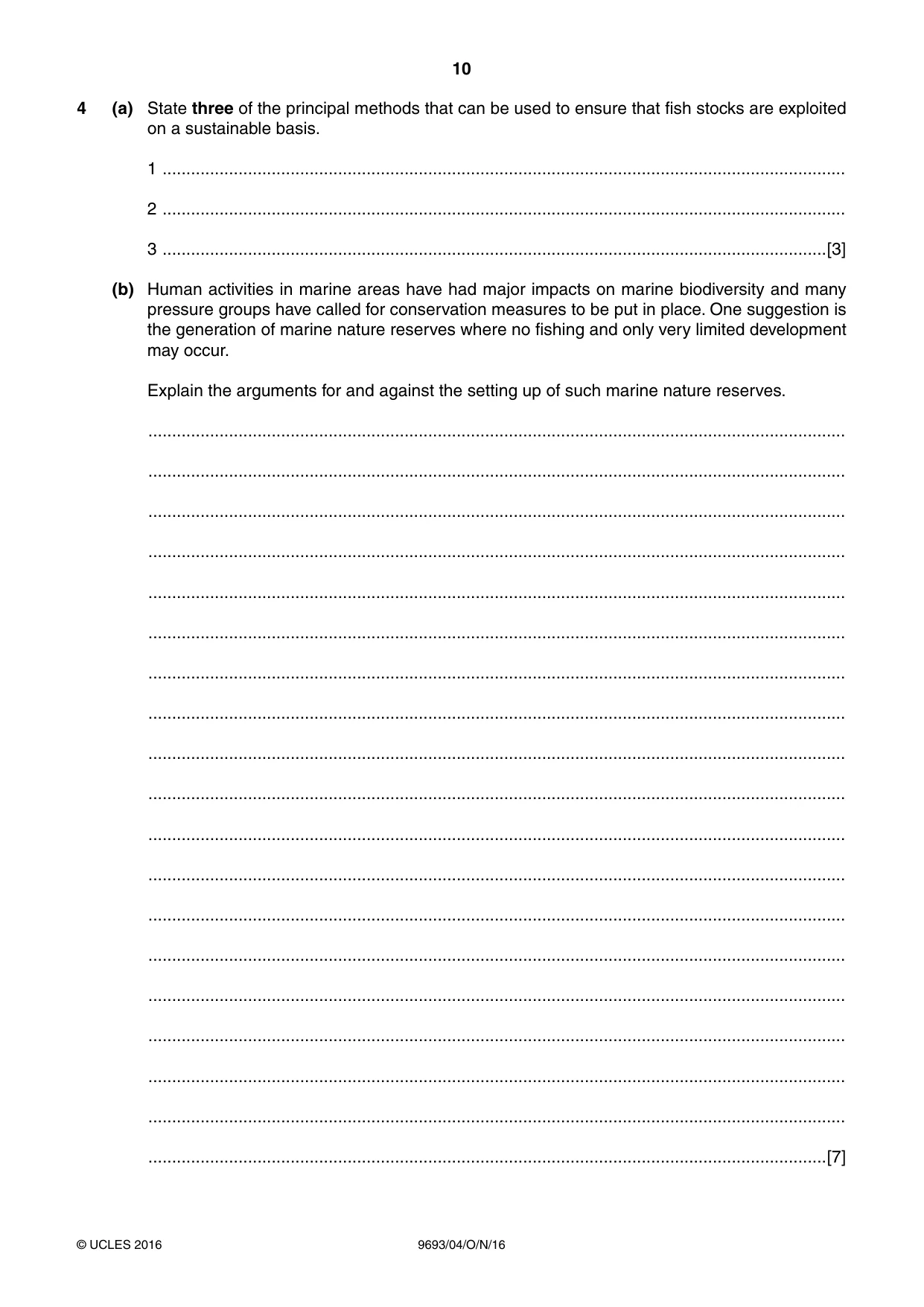Cambridge A Level Marine Science 9693 2016 Oct/Nov Paper 4 · Variant 1 question paper, page 10 of 12