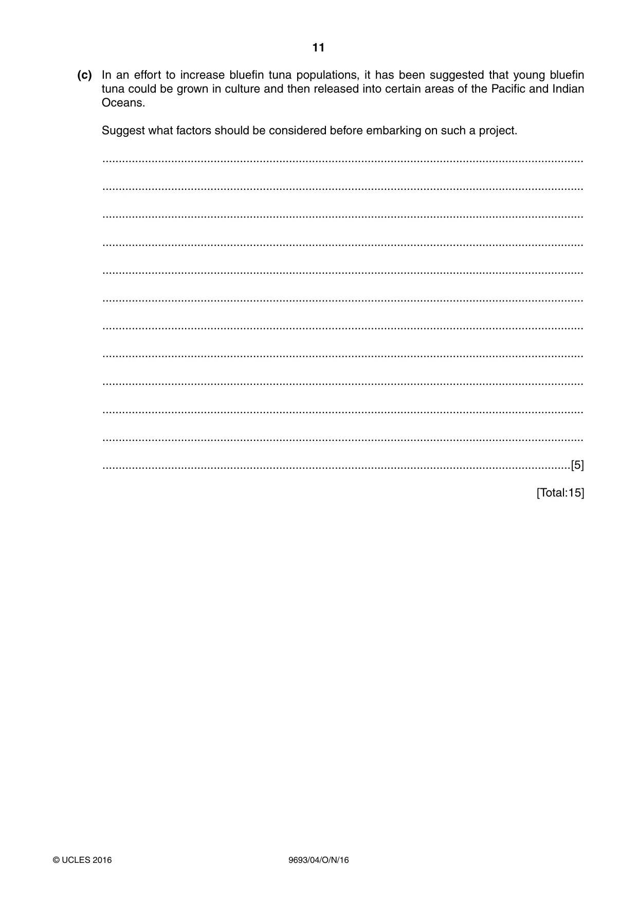 Cambridge A Level Marine Science 9693 2016 Oct/Nov Paper 4 · Variant 1 question paper, page 11 of 12