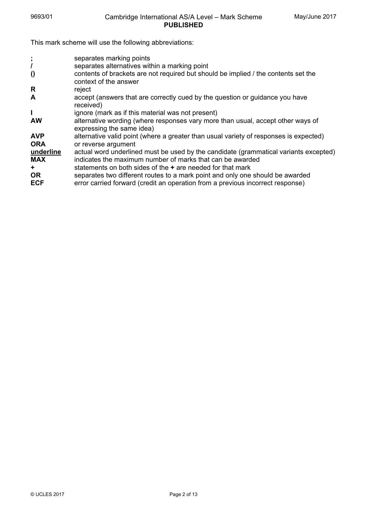 Mark scheme, page 2 of 13