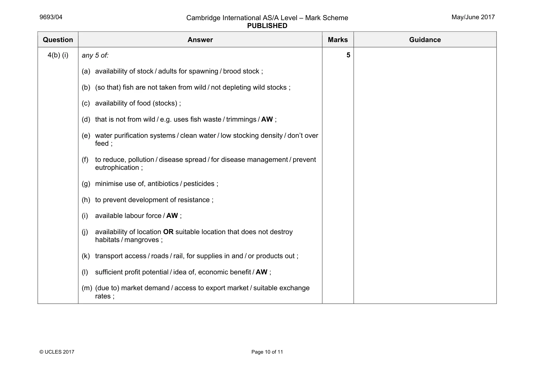 Mark scheme, page 10 of 11