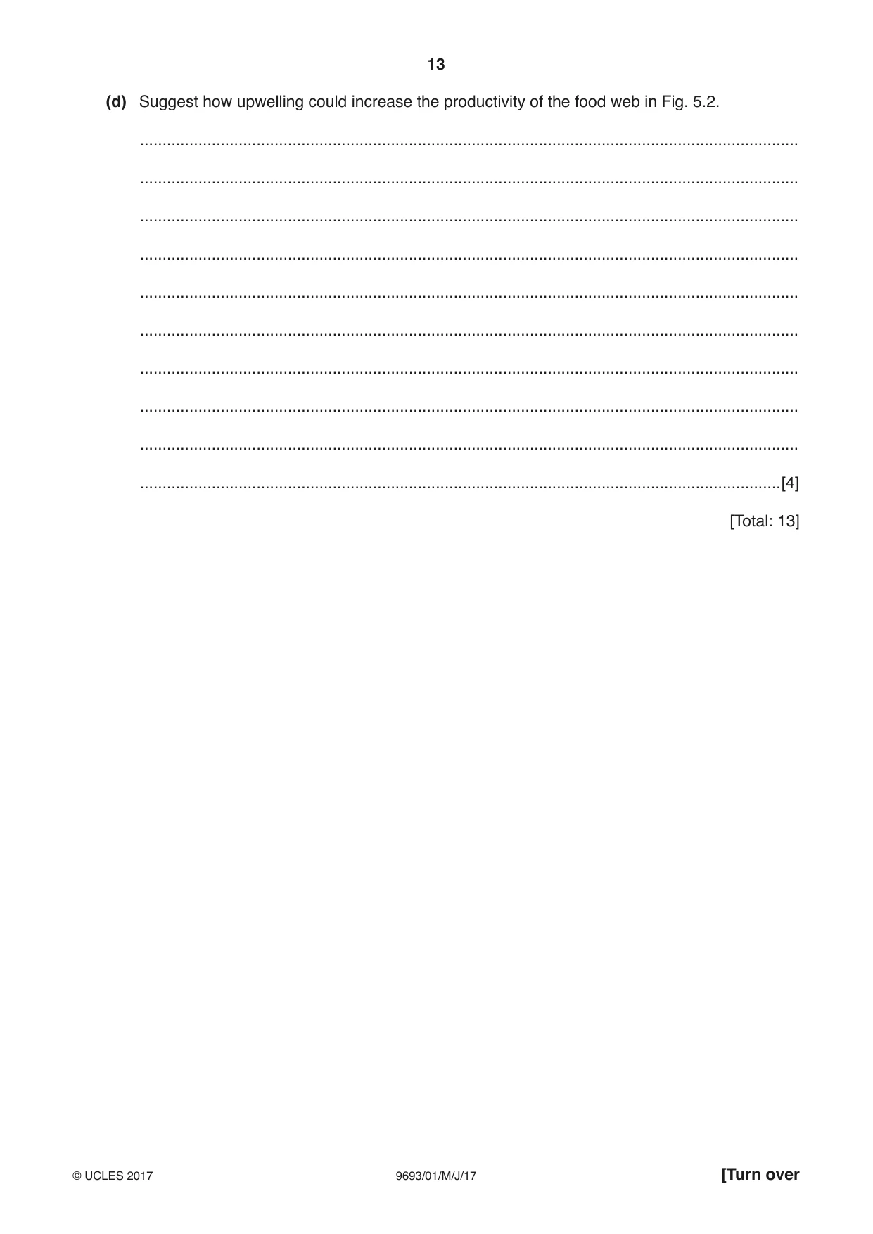 Cambridge A Level Marine Science 9693 2017 May/June Paper 1 · Variant 1 question paper, page 13 of 20