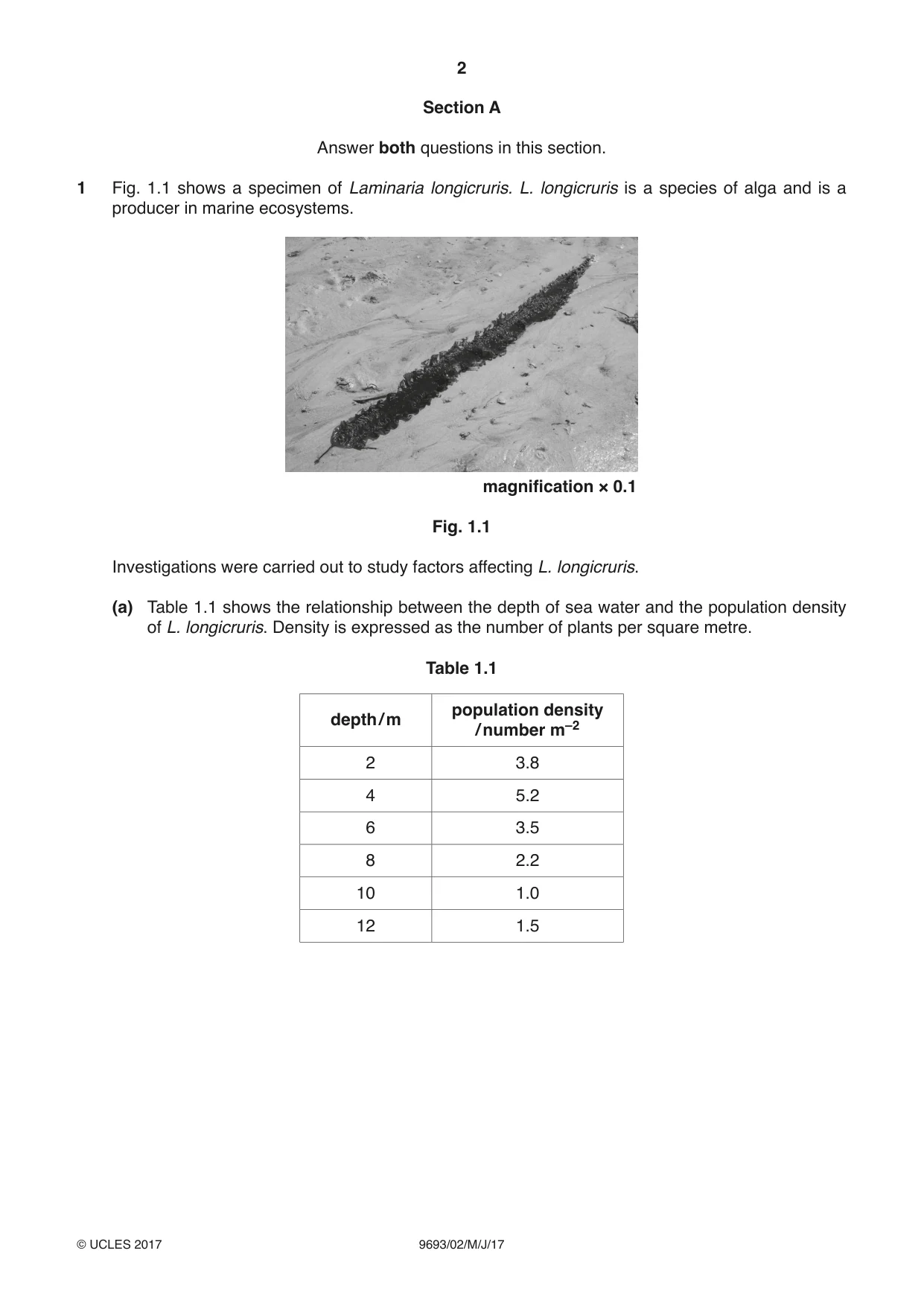 Cambridge A Level Marine Science 9693 2017 May/June Paper 2 · Variant 1 question paper, page 2 of 12