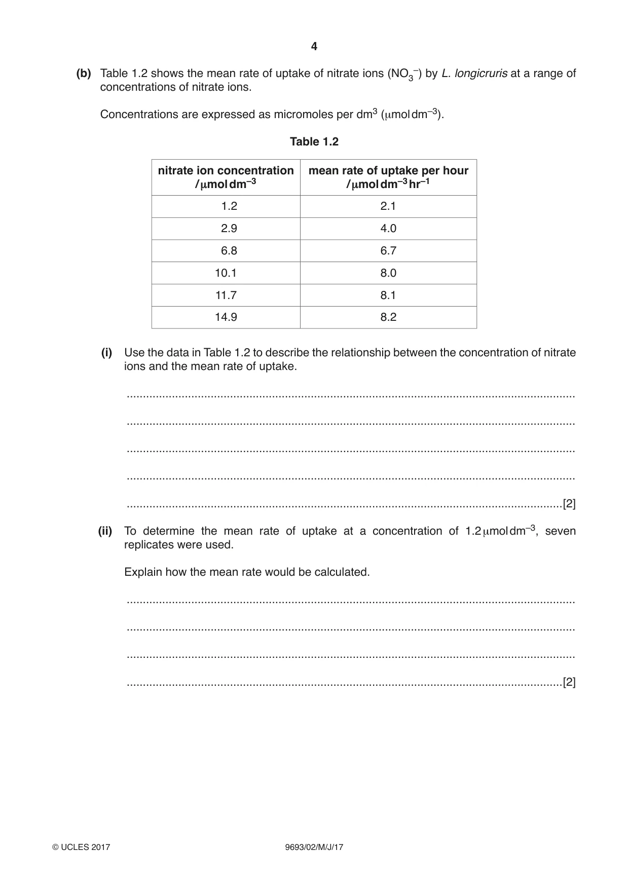 Cambridge A Level Marine Science 9693 2017 May/June Paper 2 · Variant 1 question paper, page 4 of 12