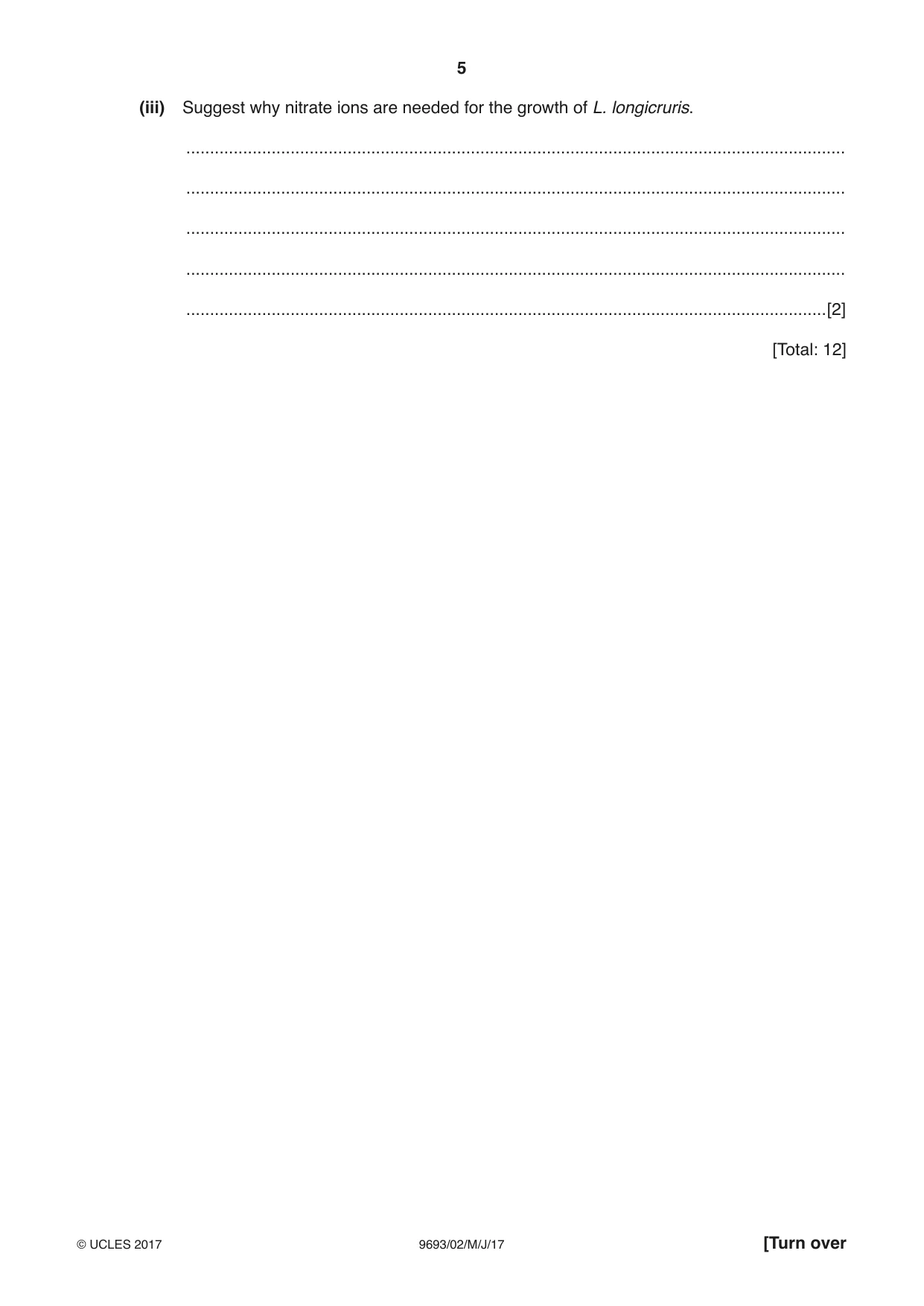 Cambridge A Level Marine Science 9693 2017 May/June Paper 2 · Variant 1 question paper, page 5 of 12