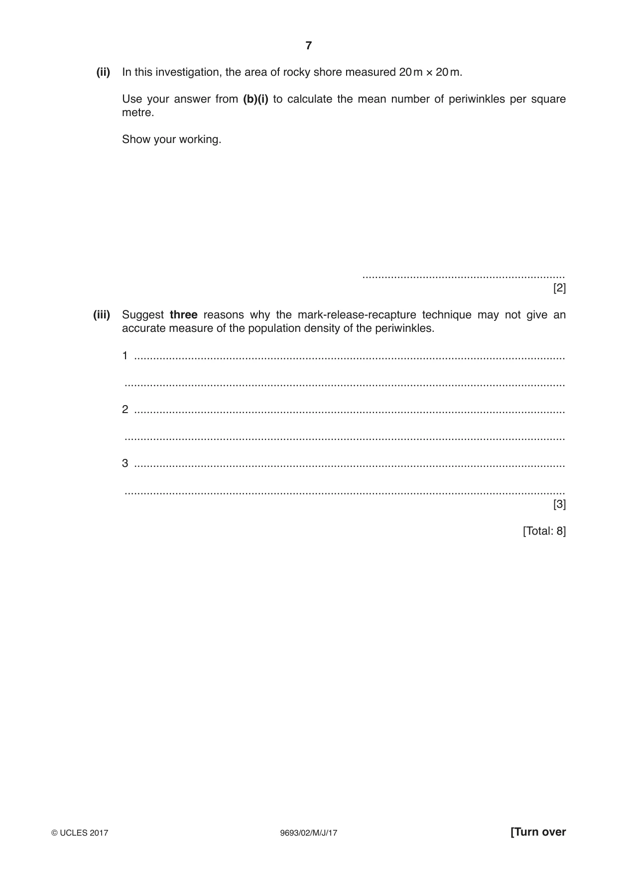 Cambridge A Level Marine Science 9693 2017 May/June Paper 2 · Variant 1 question paper, page 7 of 12