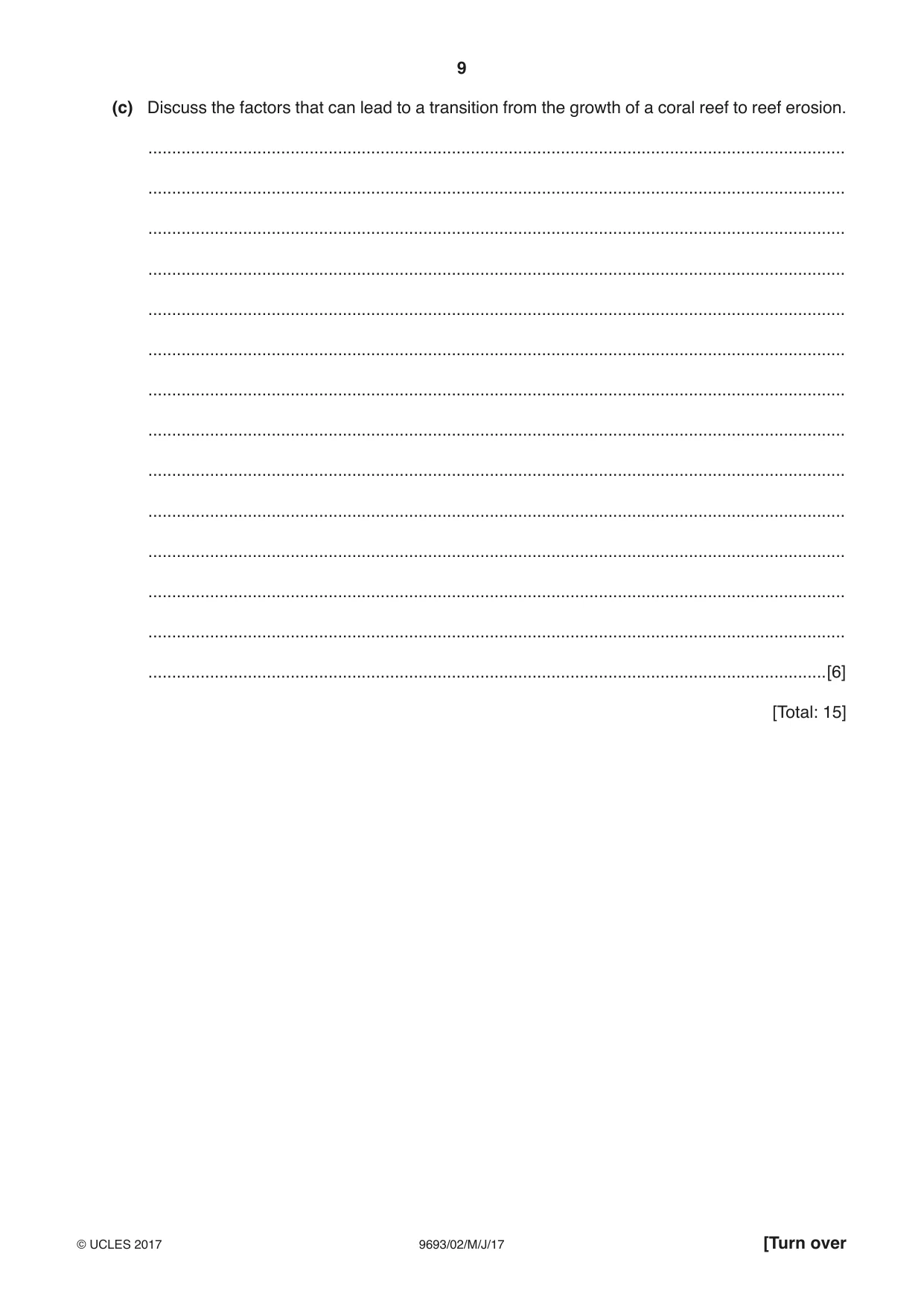Cambridge A Level Marine Science 9693 2017 May/June Paper 2 · Variant 1 question paper, page 9 of 12