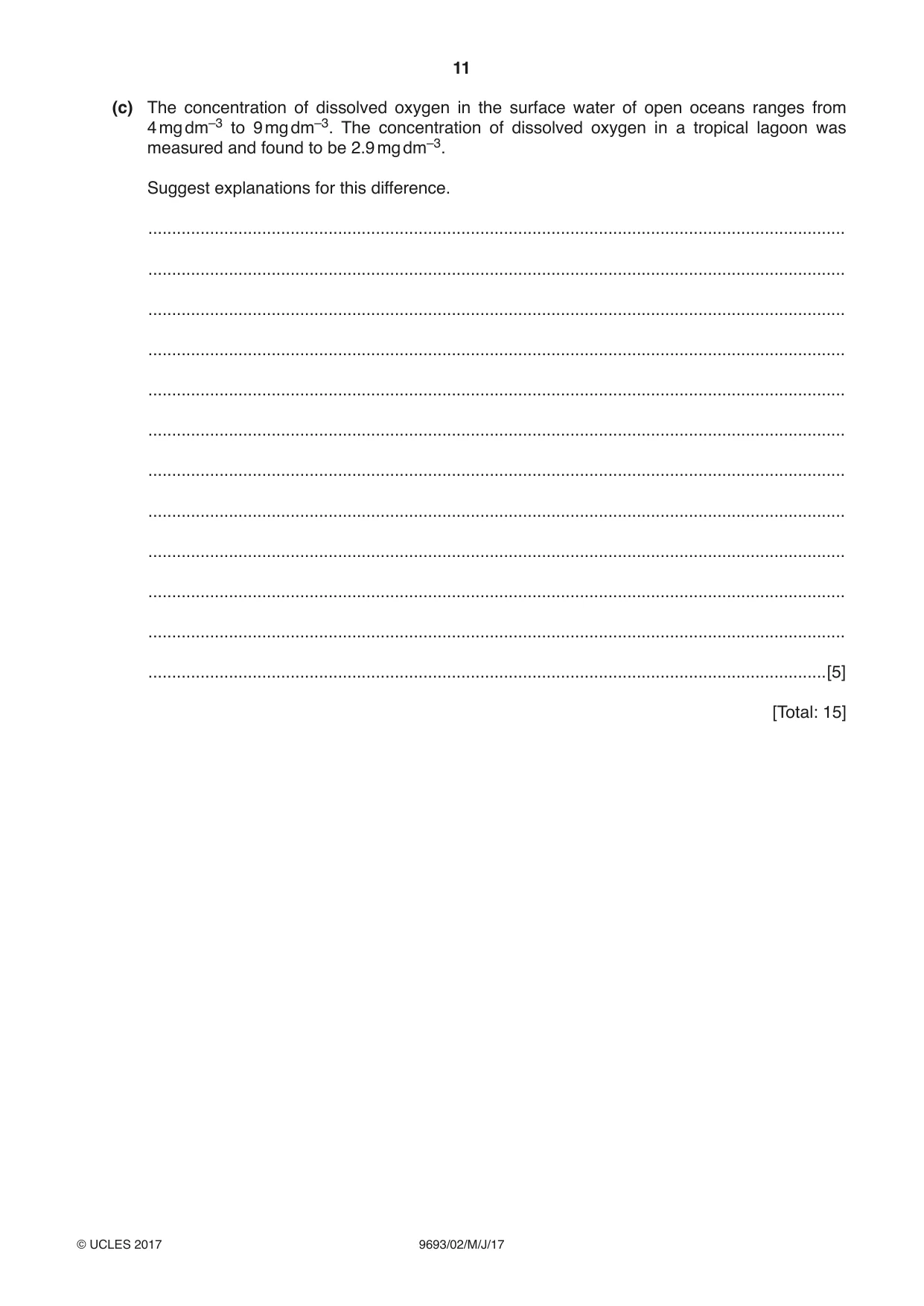 Cambridge A Level Marine Science 9693 2017 May/June Paper 2 · Variant 1 question paper, page 11 of 12