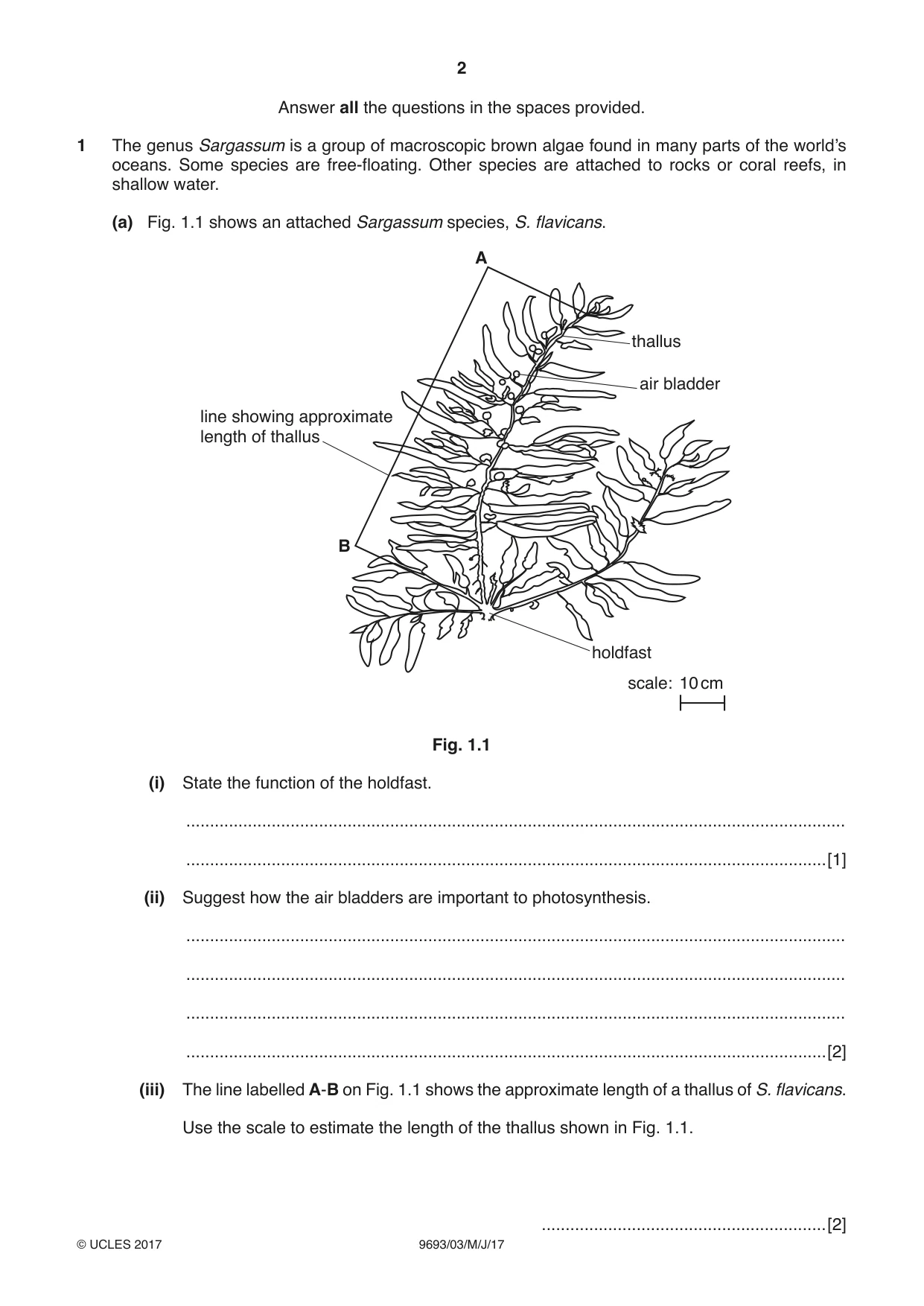 Cambridge A Level Marine Science 9693 2017 May/June Paper 3 · Variant 1 question paper, page 2 of 20