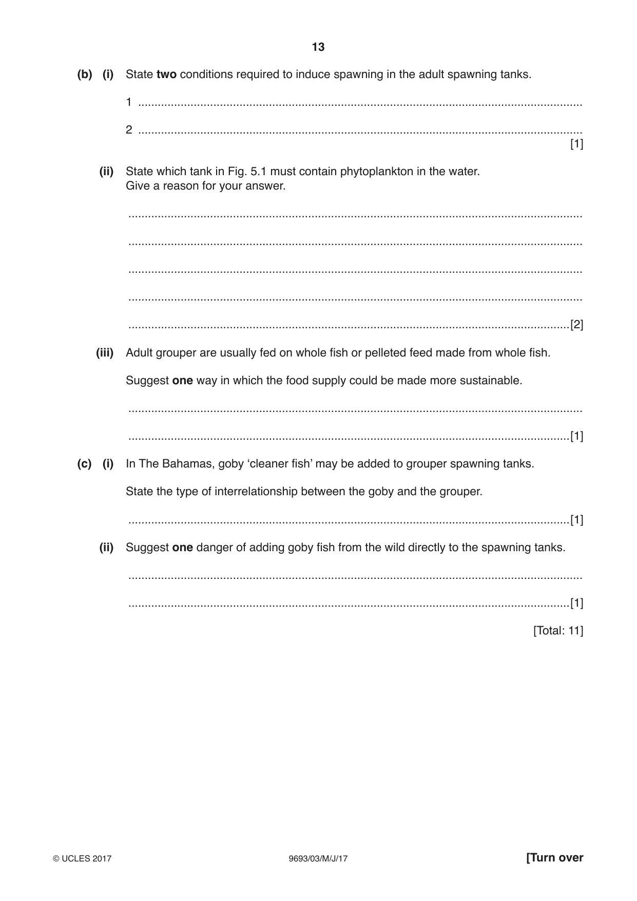 Cambridge A Level Marine Science 9693 2017 May/June Paper 3 · Variant 1 question paper, page 13 of 20