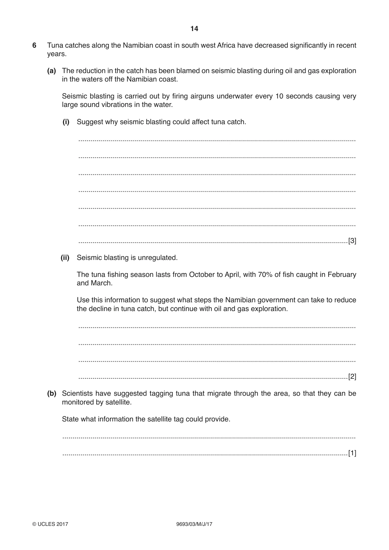 Cambridge A Level Marine Science 9693 2017 May/June Paper 3 · Variant 1 question paper, page 14 of 20