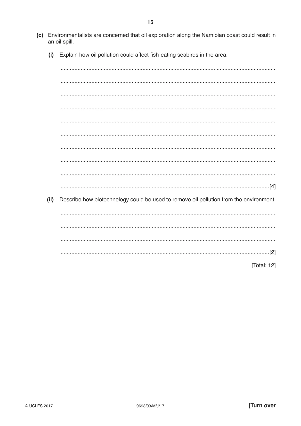 Cambridge A Level Marine Science 9693 2017 May/June Paper 3 · Variant 1 question paper, page 15 of 20