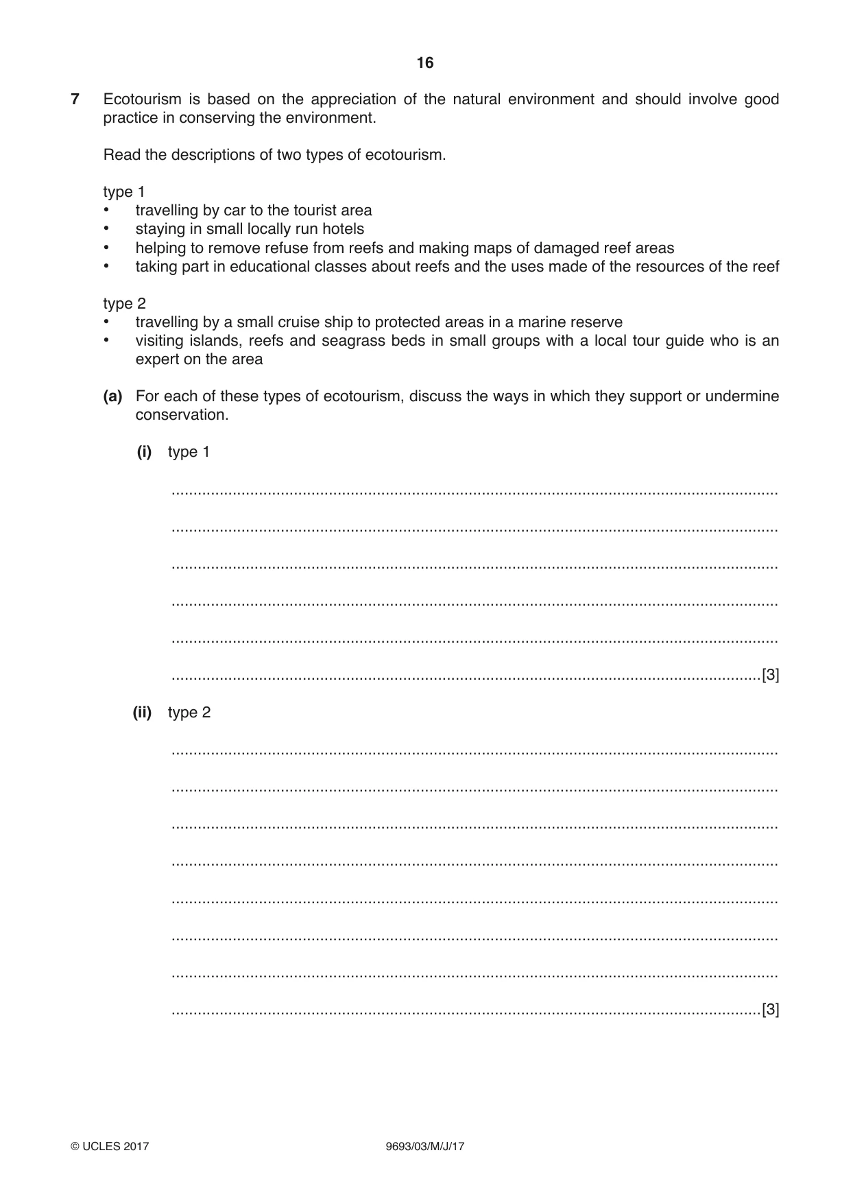Cambridge A Level Marine Science 9693 2017 May/June Paper 3 · Variant 1 question paper, page 16 of 20