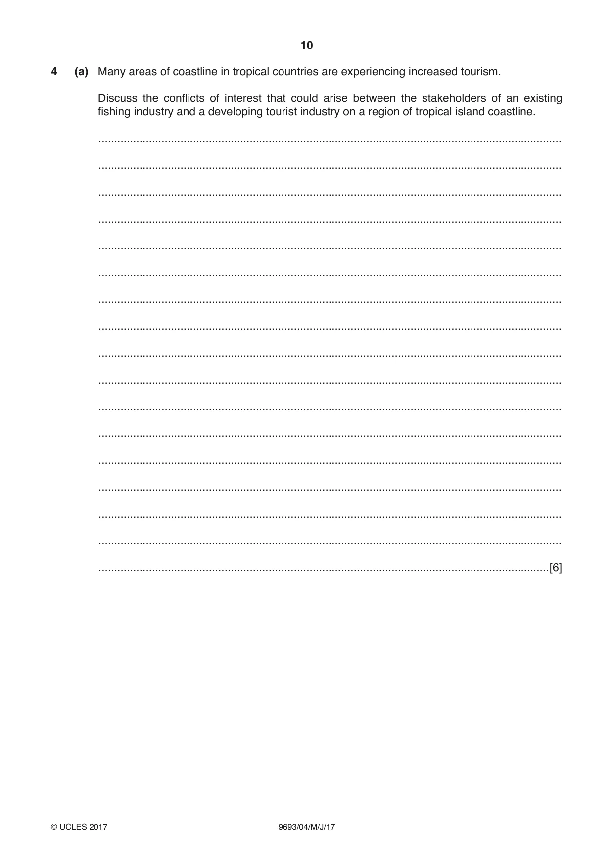 Cambridge A Level Marine Science 9693 2017 May/June Paper 4 · Variant 1 question paper, page 10 of 12