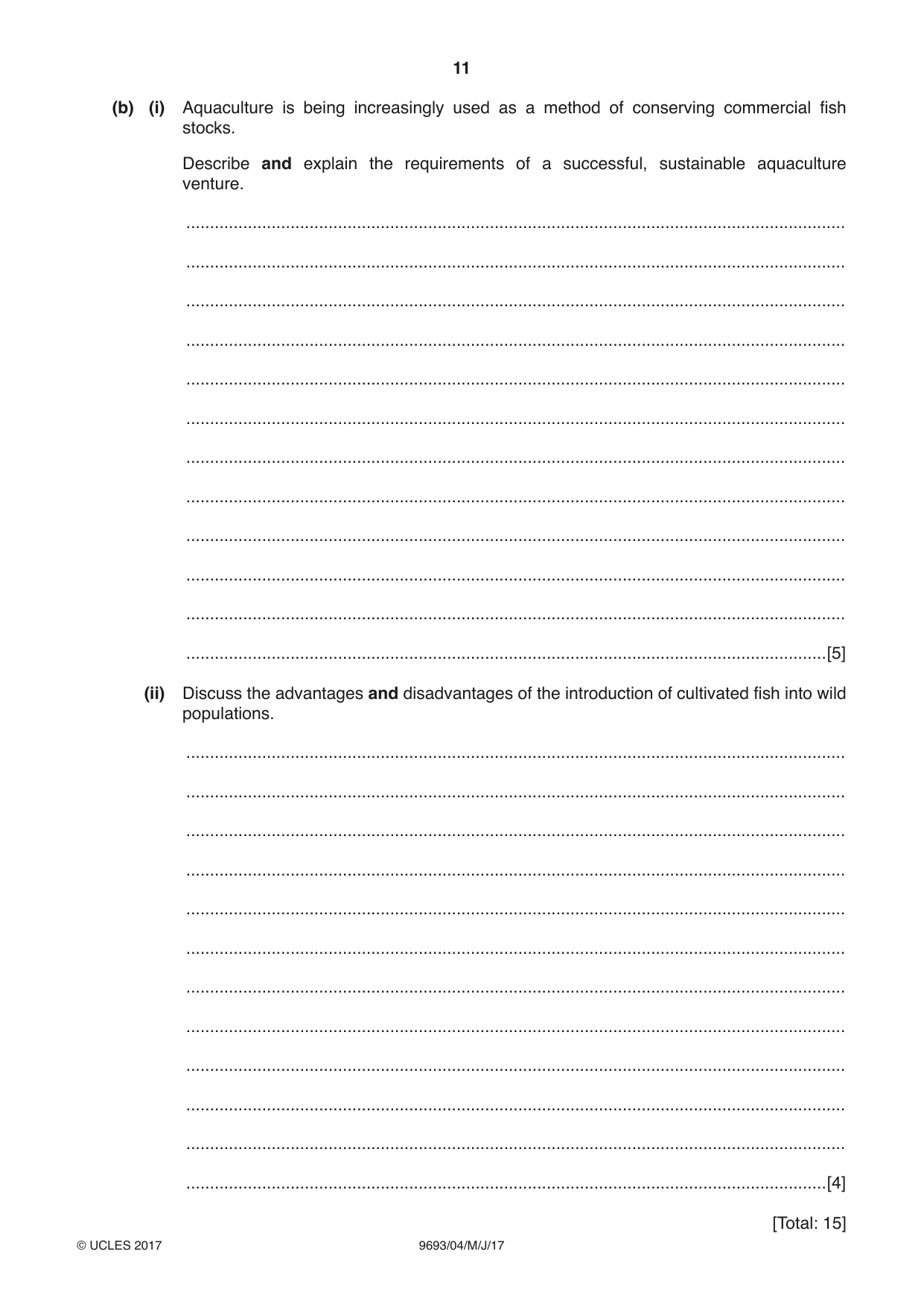 Cambridge A Level Marine Science 9693 2017 May/June Paper 4 · Variant 1 question paper, page 11 of 12