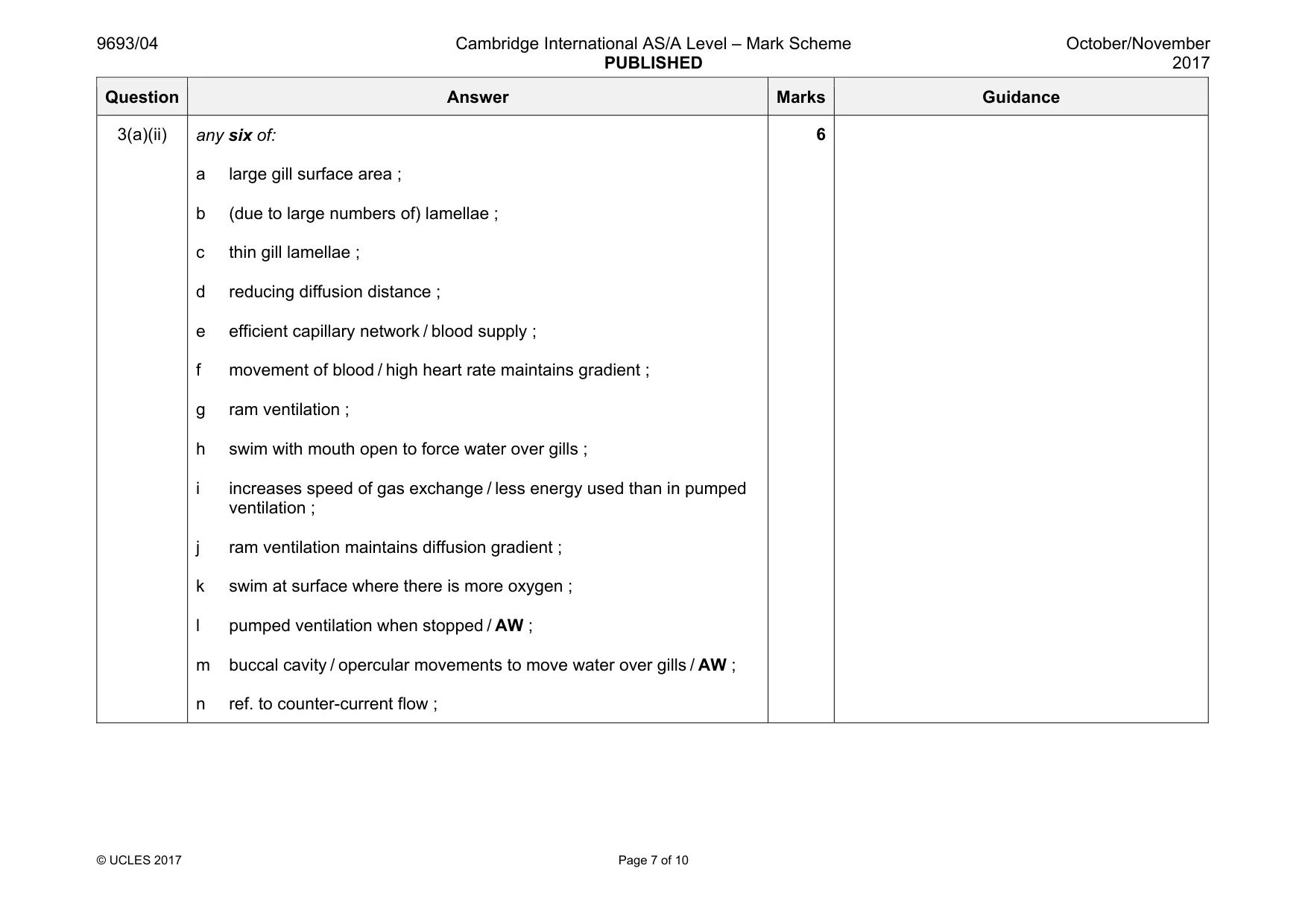 Mark scheme, page 7 of 10