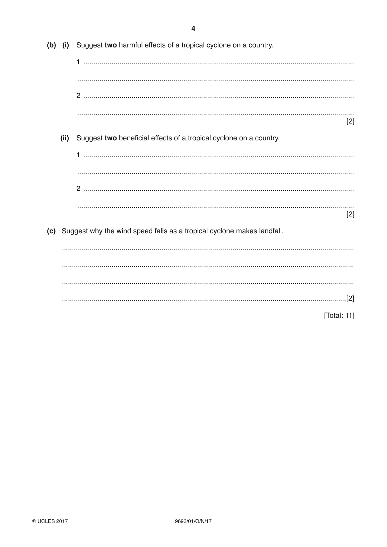 Cambridge A Level Marine Science 9693 2017 Oct/Nov Paper 1 · Variant 1 question paper, page 4 of 20