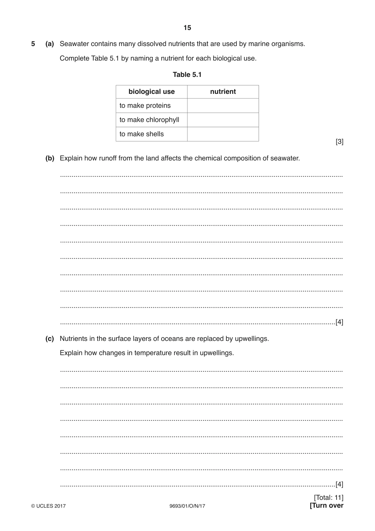 Cambridge A Level Marine Science 9693 2017 Oct/Nov Paper 1 · Variant 1 question paper, page 15 of 20