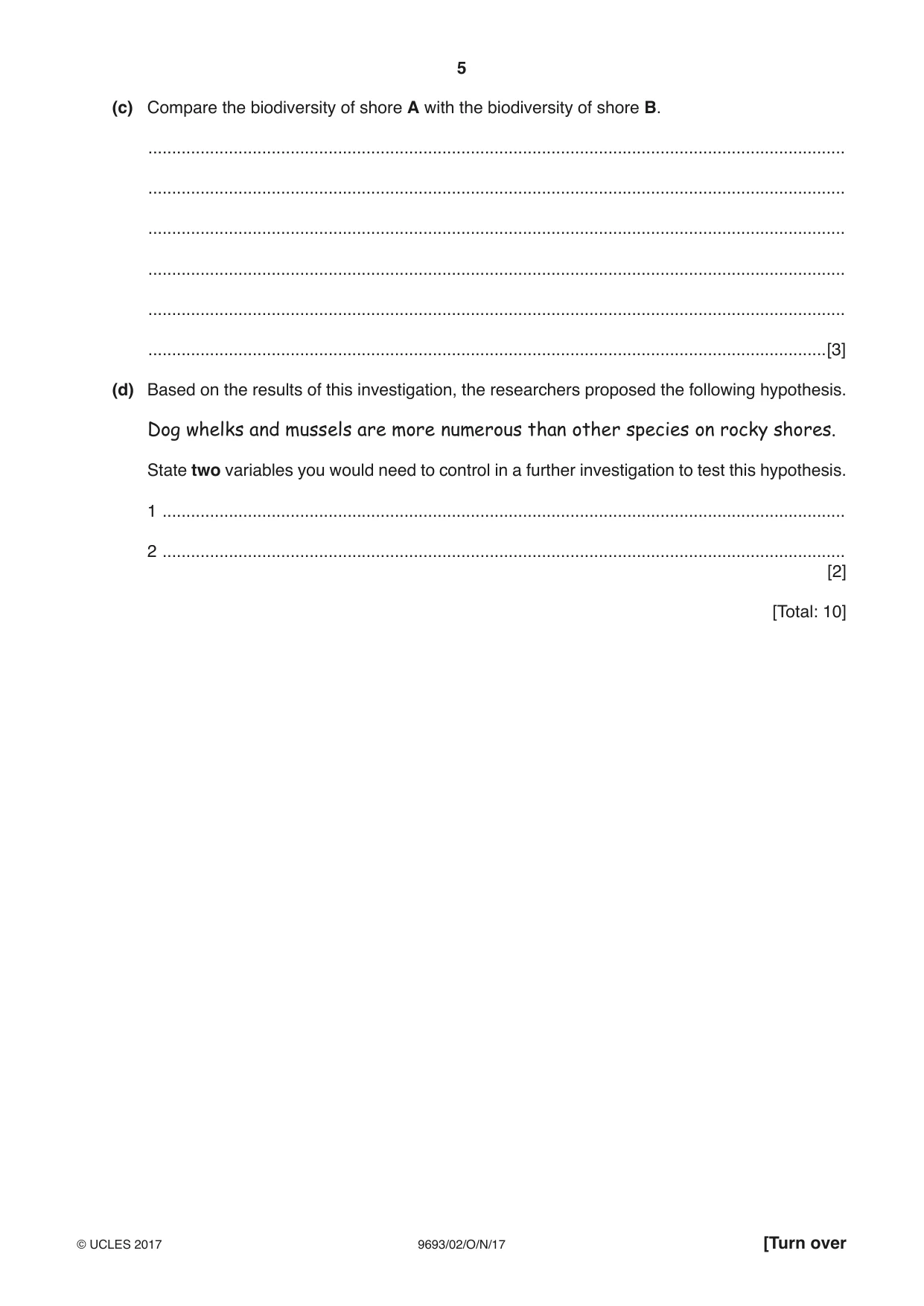 Cambridge A Level Marine Science 9693 2017 Oct/Nov Paper 2 · Variant 1 question paper, page 5 of 12