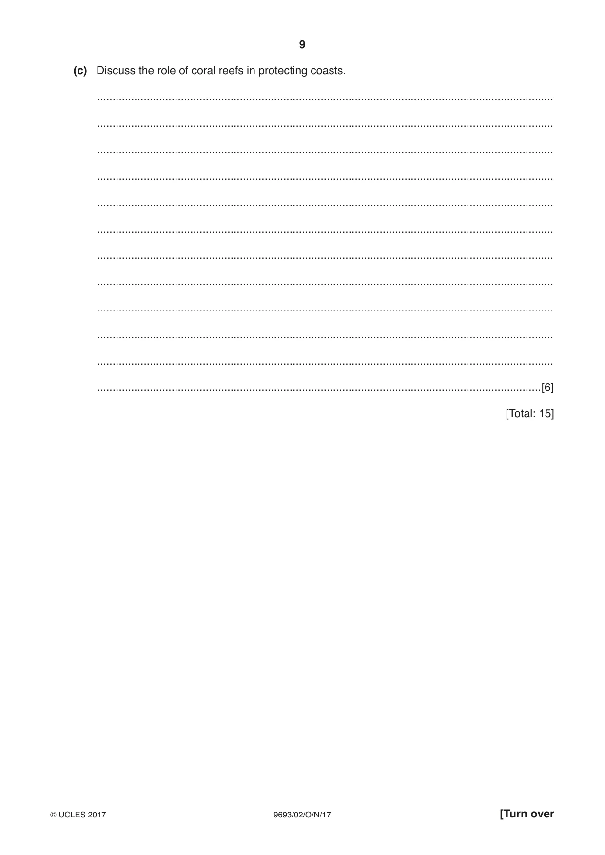 Cambridge A Level Marine Science 9693 2017 Oct/Nov Paper 2 · Variant 1 question paper, page 9 of 12