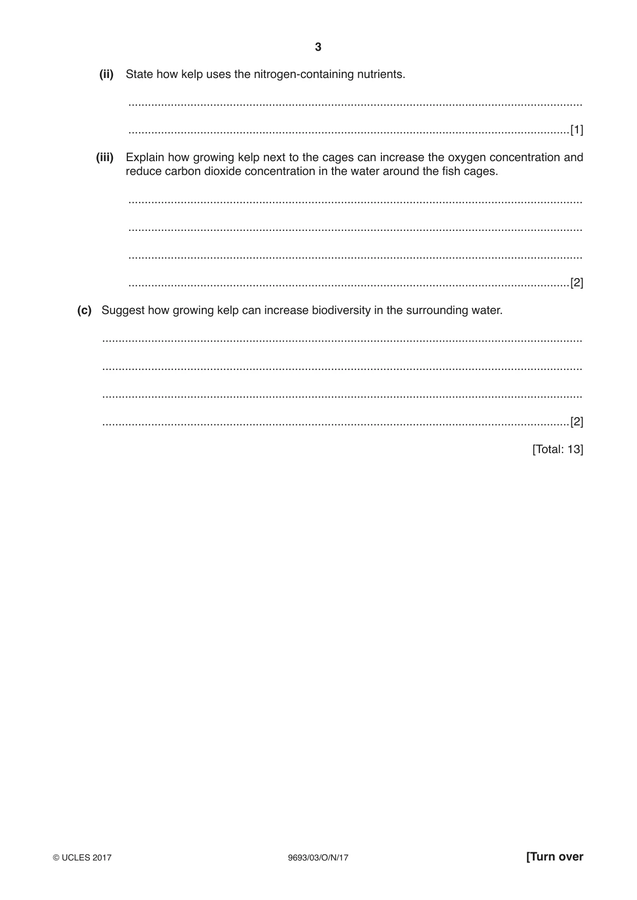 Cambridge A Level Marine Science 9693 2017 Oct/Nov Paper 3 · Variant 1 question paper, page 3 of 16
