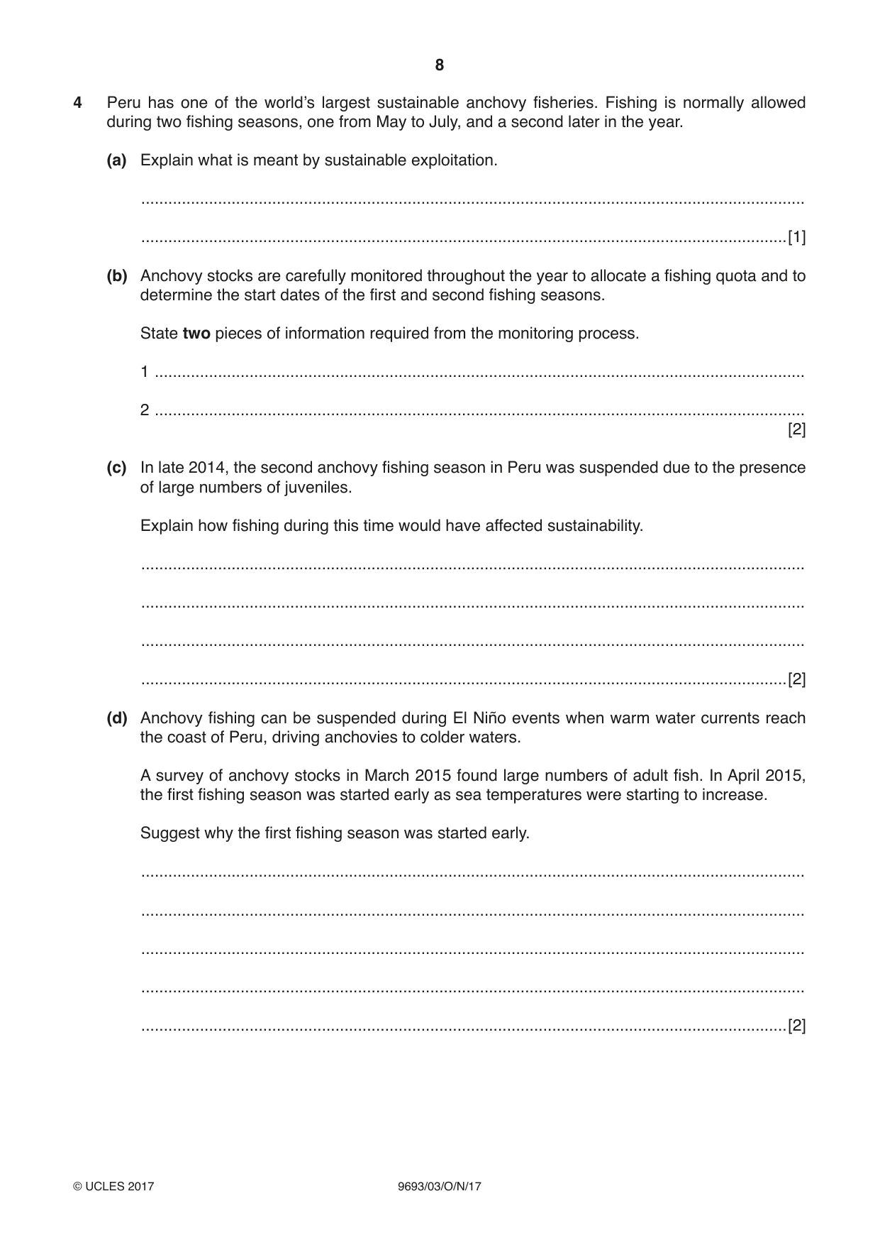 Cambridge A Level Marine Science 9693 2017 Oct/Nov Paper 3 · Variant 1 question paper, page 8 of 16