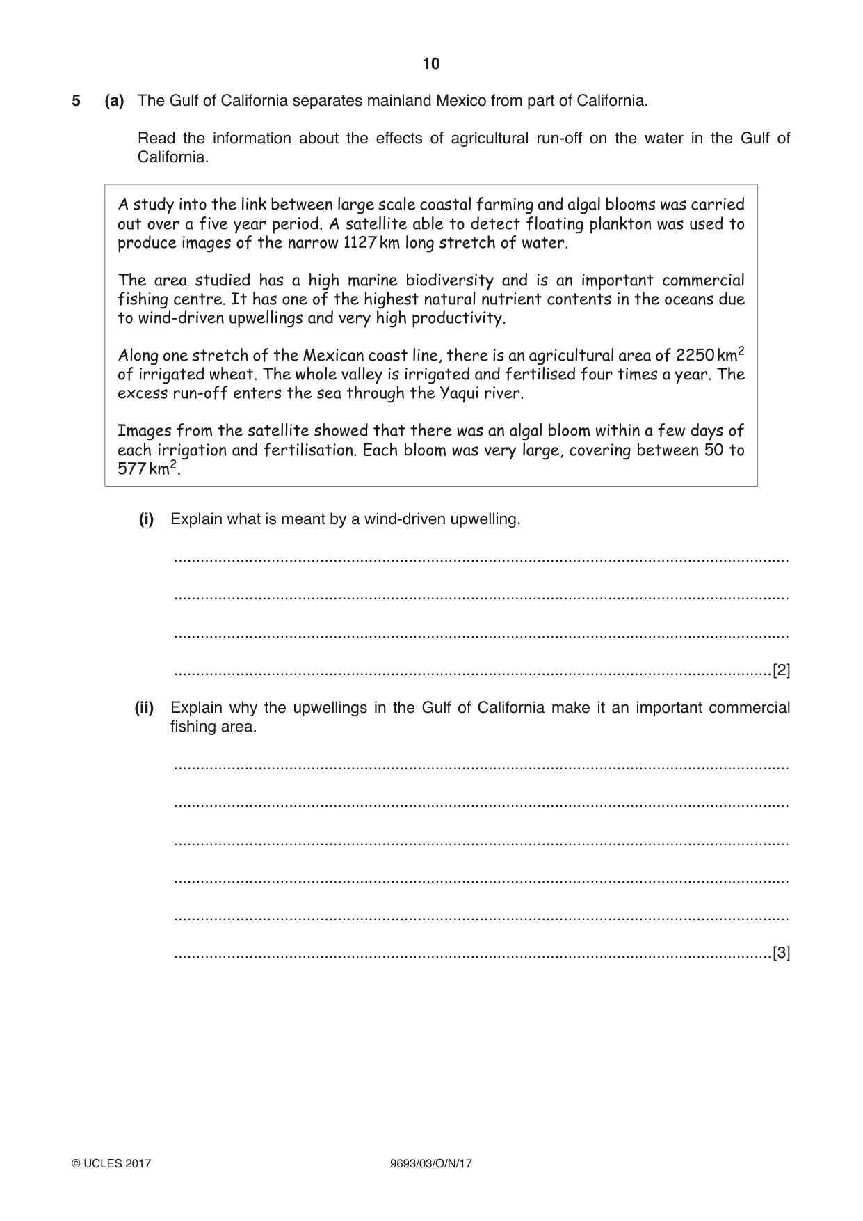 Cambridge A Level Marine Science 9693 2017 Oct/Nov Paper 3 · Variant 1 question paper, page 10 of 16