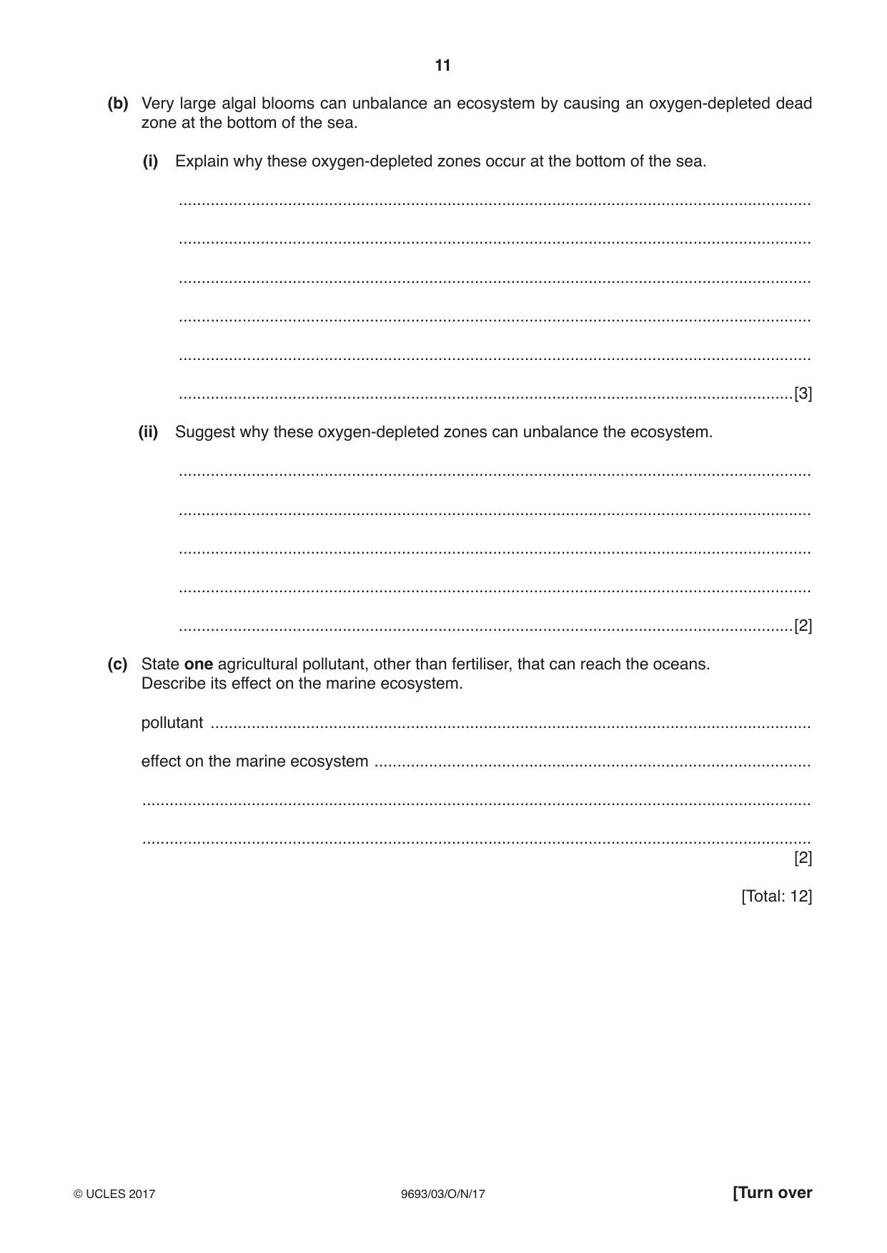 Cambridge A Level Marine Science 9693 2017 Oct/Nov Paper 3 · Variant 1 question paper, page 11 of 16
