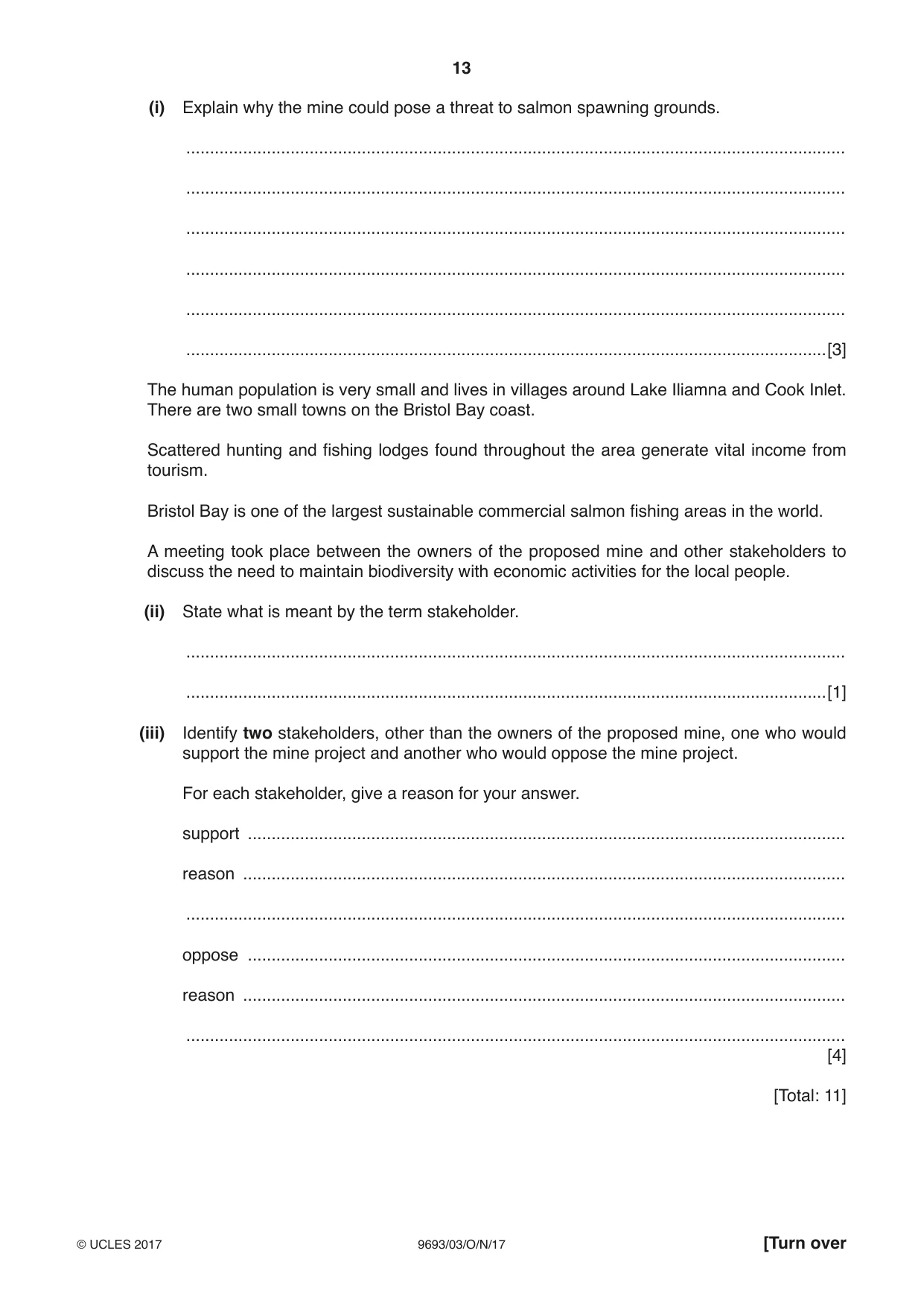 Cambridge A Level Marine Science 9693 2017 Oct/Nov Paper 3 · Variant 1 question paper, page 13 of 16