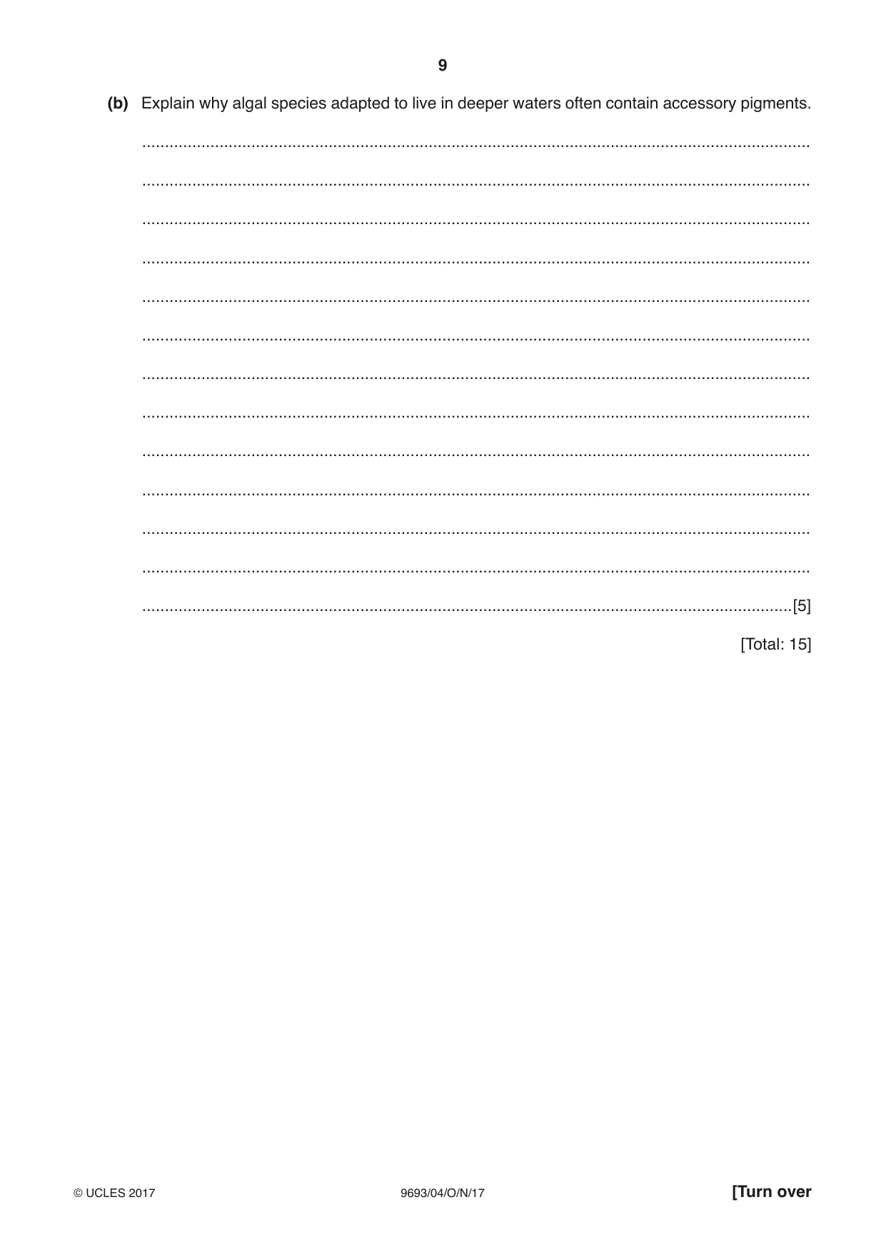 Cambridge A Level Marine Science 9693 2017 Oct/Nov Paper 4 · Variant 1 question paper, page 9 of 12