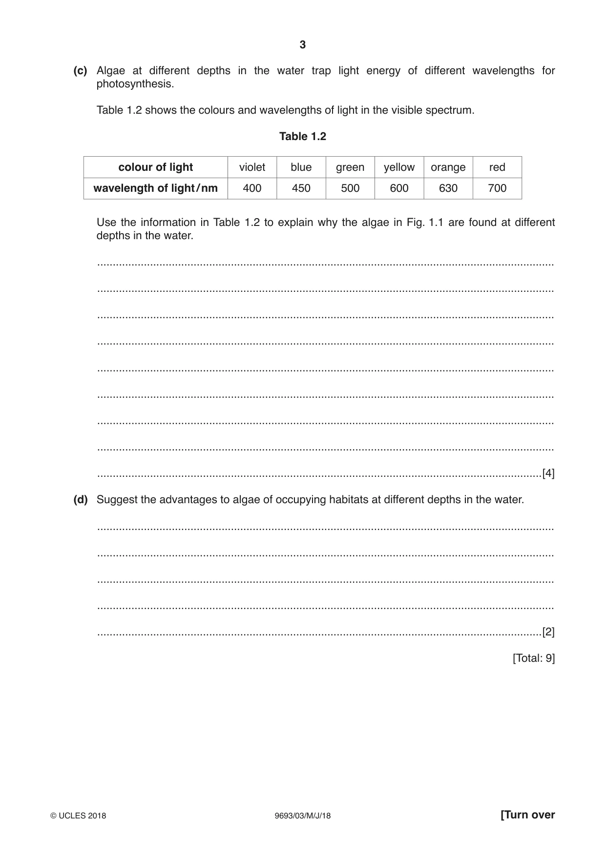 Cambridge A Level Marine Science 9693 2018 May/June Paper 3 · Variant 0 question paper, page 3 of 20