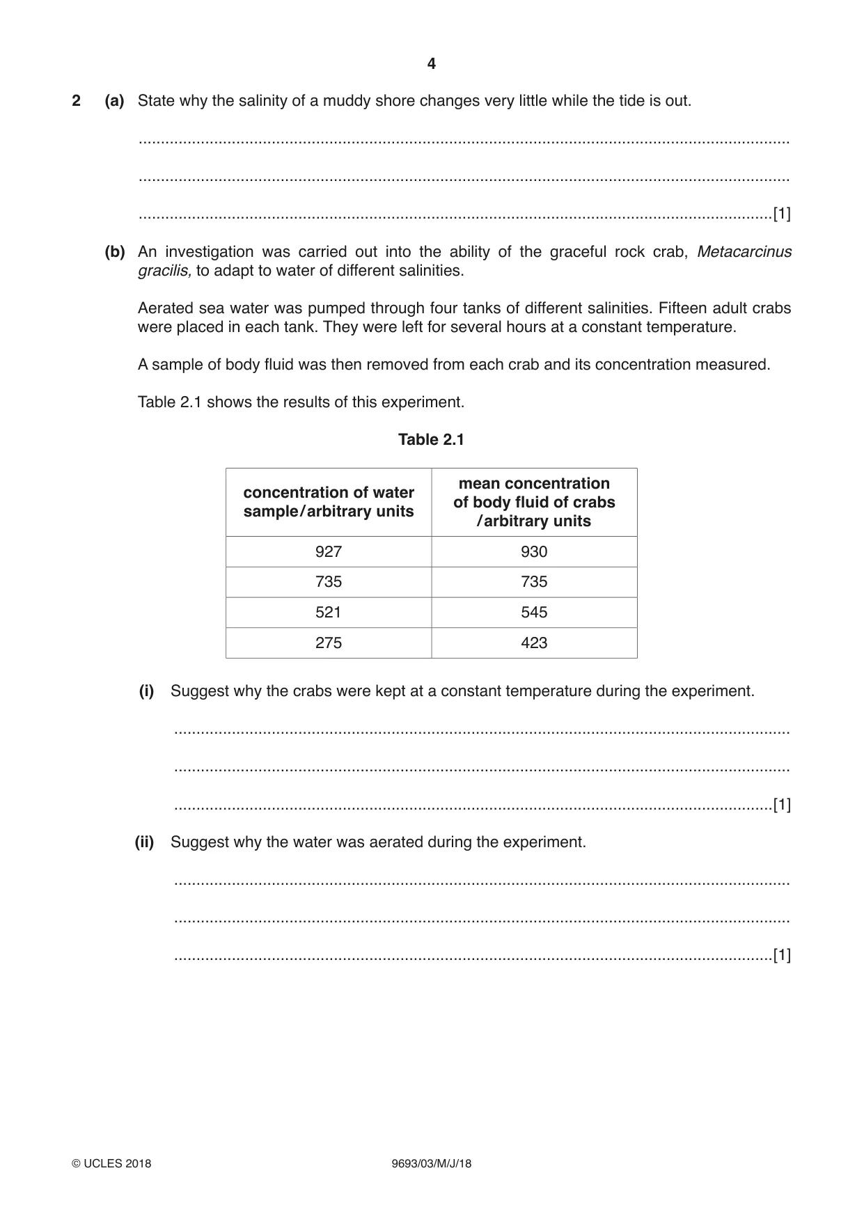 Cambridge A Level Marine Science 9693 2018 May/June Paper 3 · Variant 0 question paper, page 4 of 20